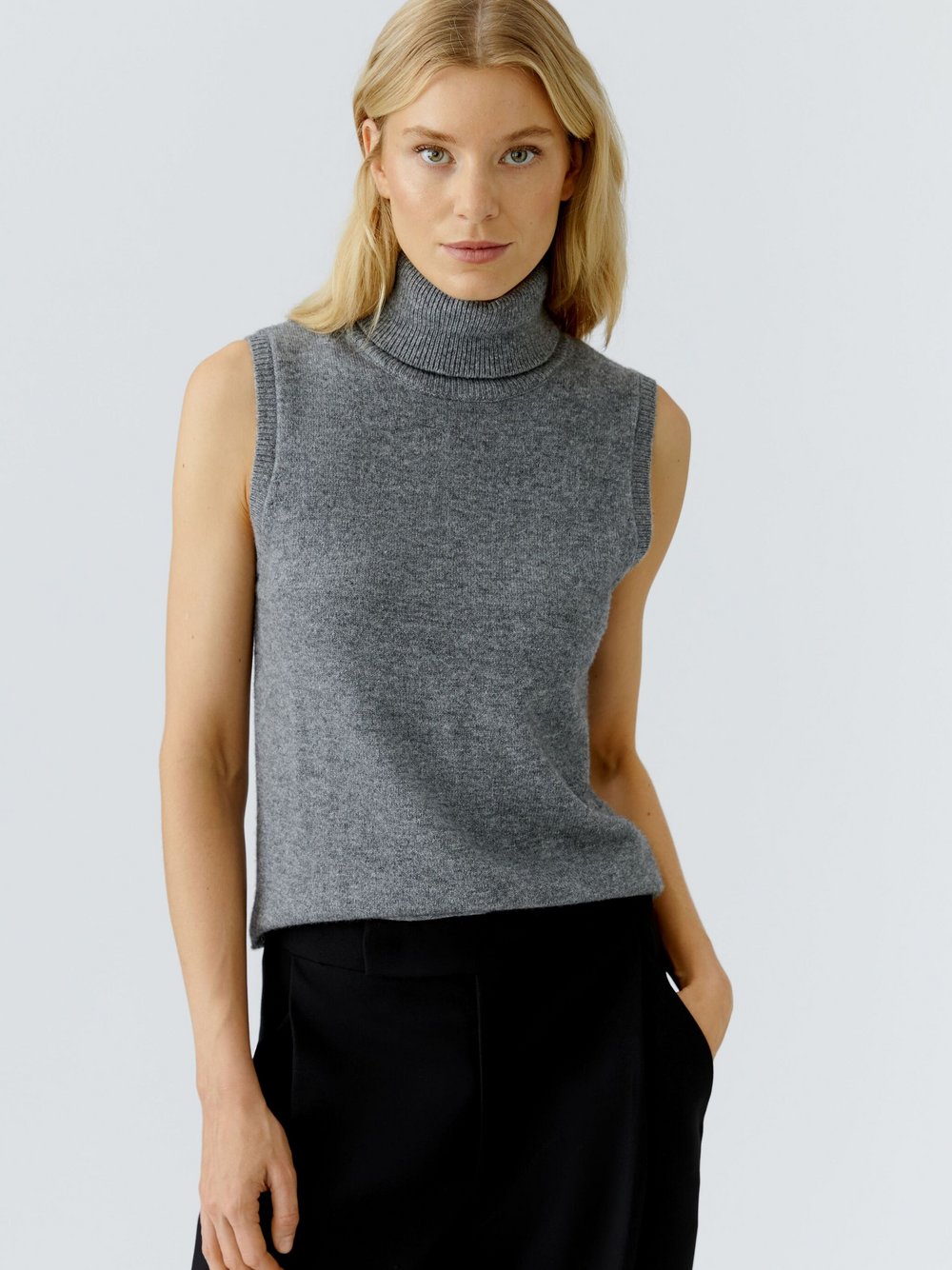 Oui Top Damen Wolle grau, 34