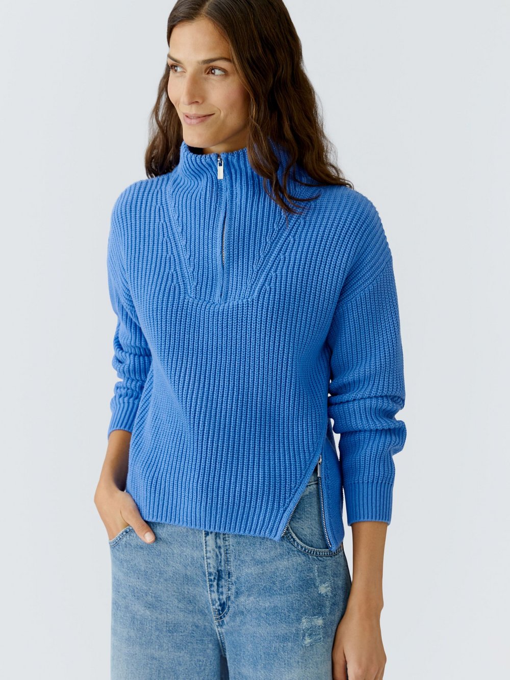 Oui Pullover Damen Baumwolle blau, 46