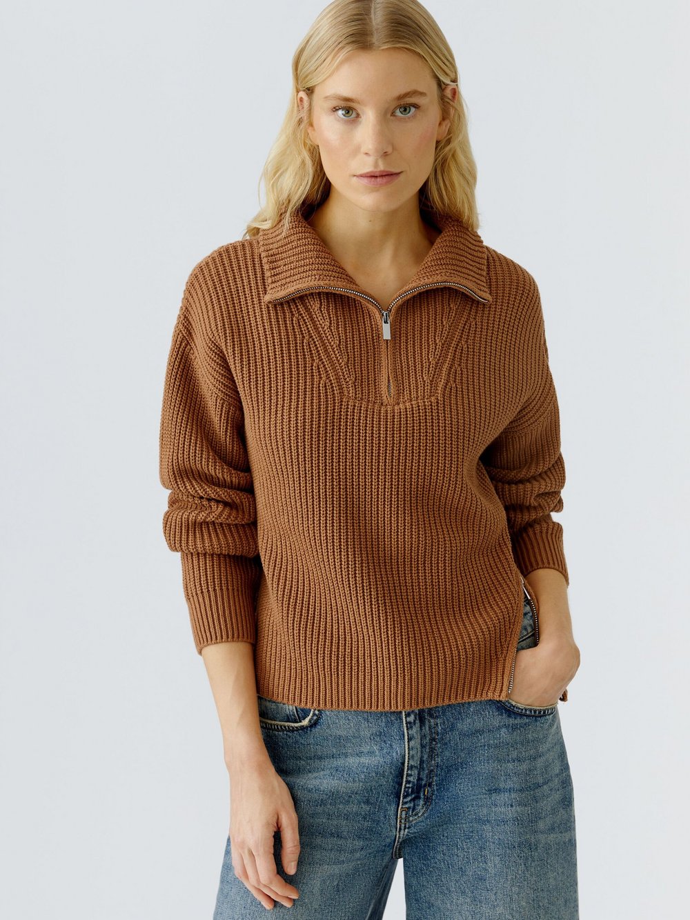 Oui Pullover Damen Baumwolle beige, 46