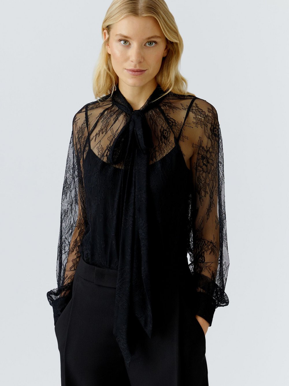 Oui Bluse Damen Polyamid schwarz, 42