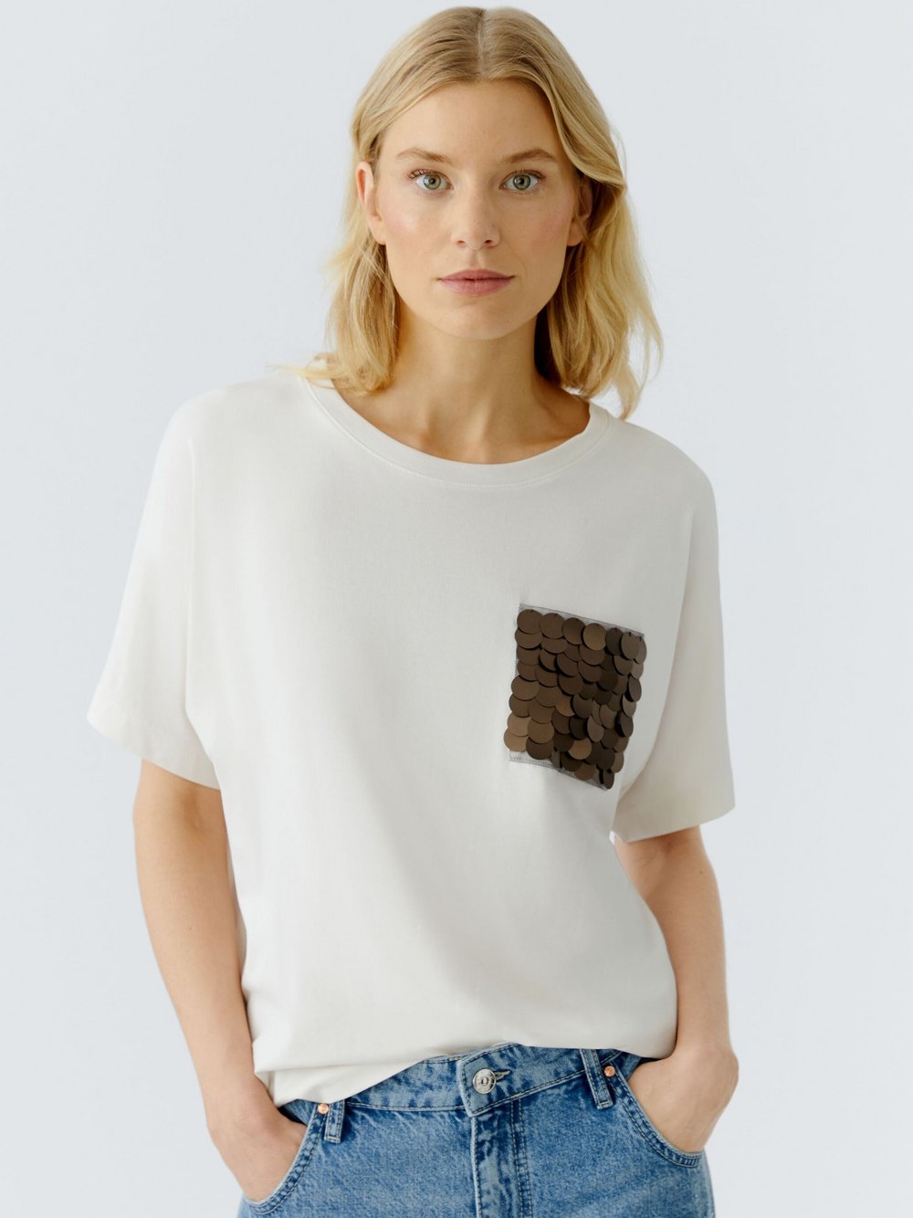 Thumbnail - Oui T-Shirt Damen Baumwolle weiß, 36