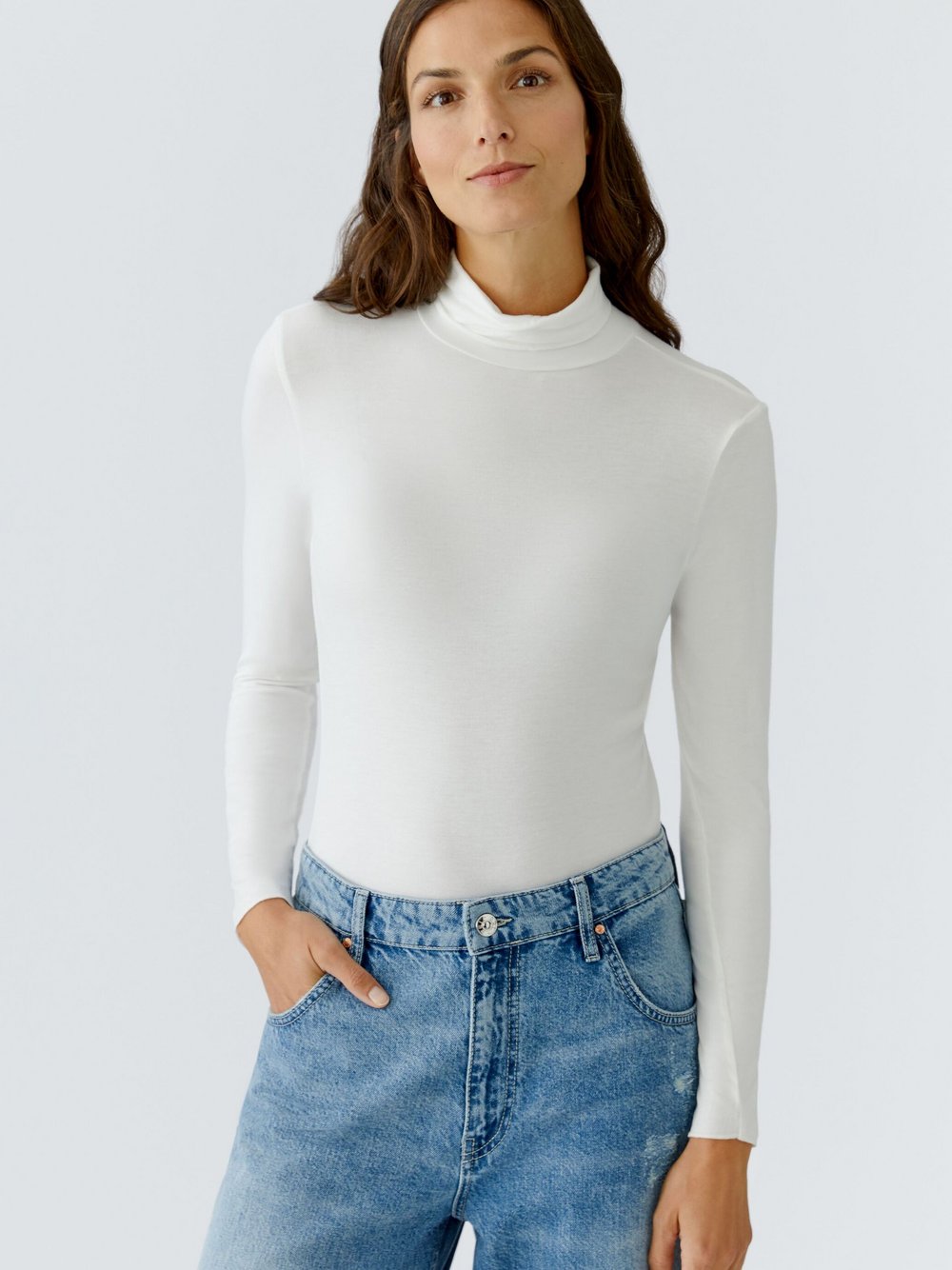 Thumbnail - Oui Langarmshirt Damen Modal weiß, 42