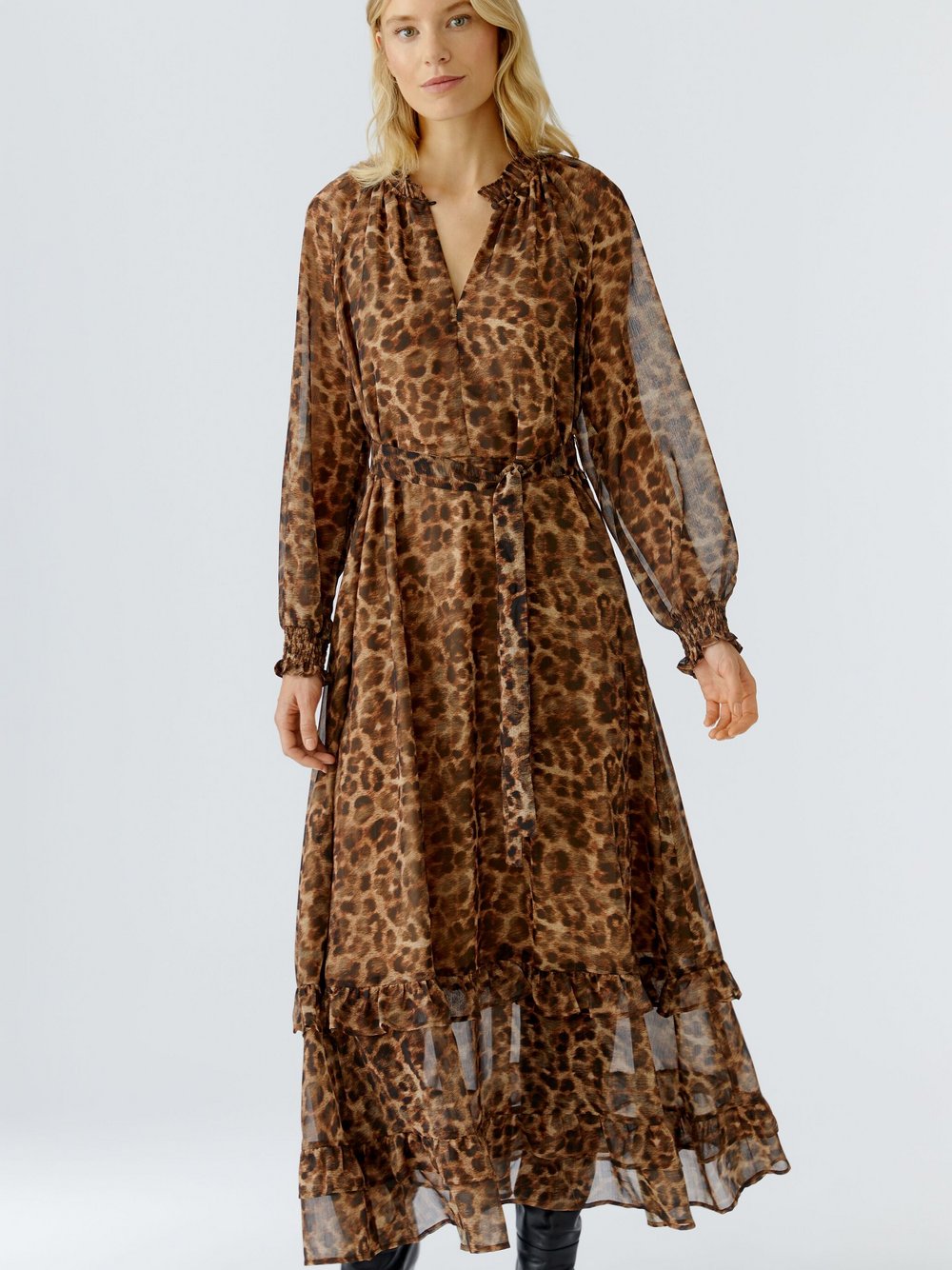 Thumbnail - Oui Maxikleid Damen braun gemustert, 38