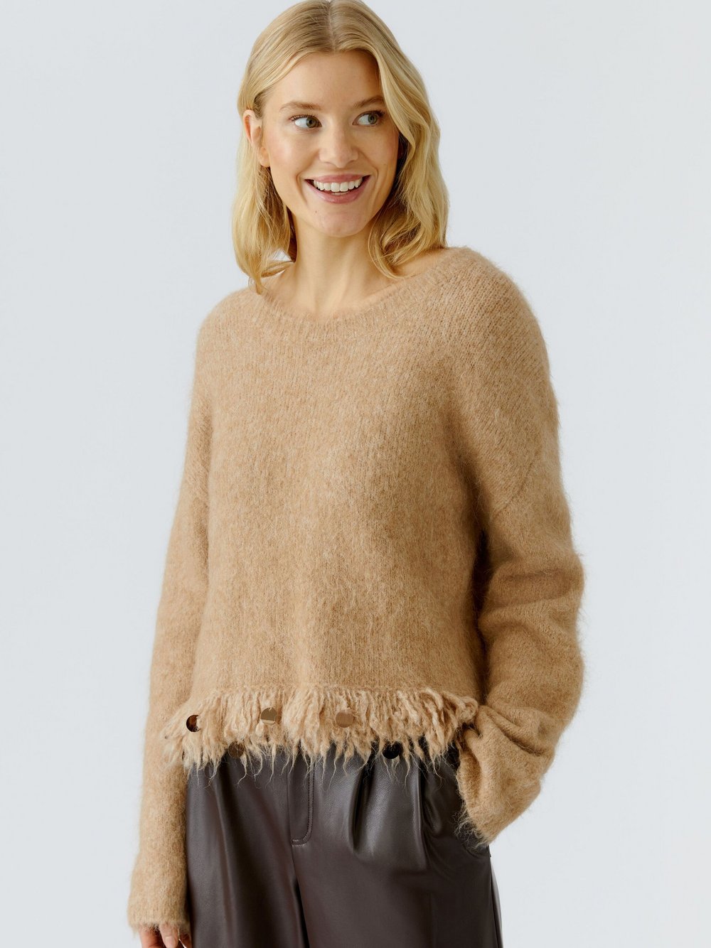 Thumbnail - Oui Pullover Damen Wolle beige, 38