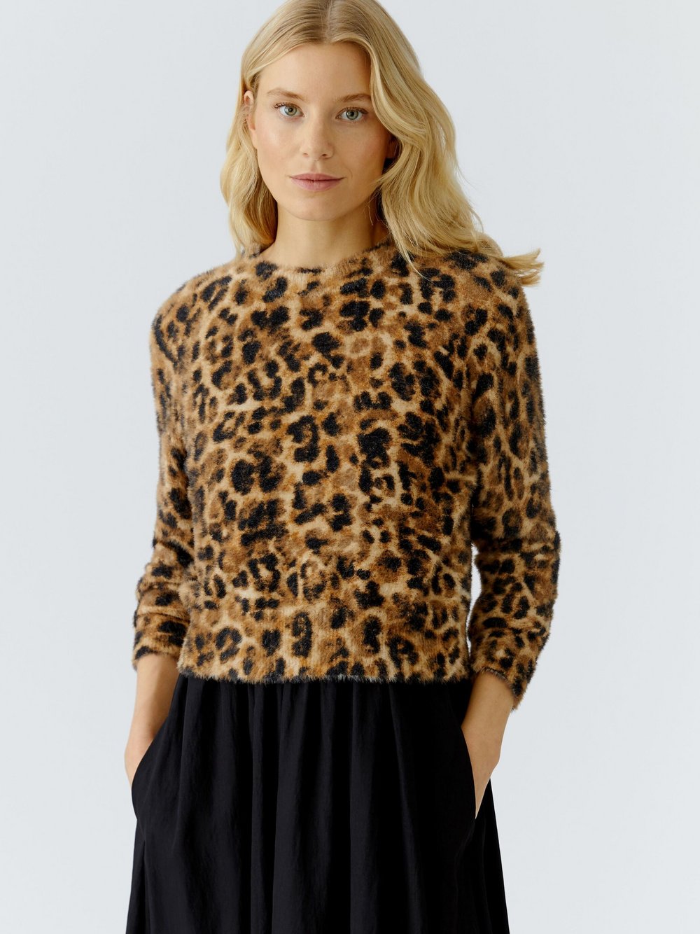 Thumbnail - Oui Pullover Damen Polyamid braun gemustert, 38