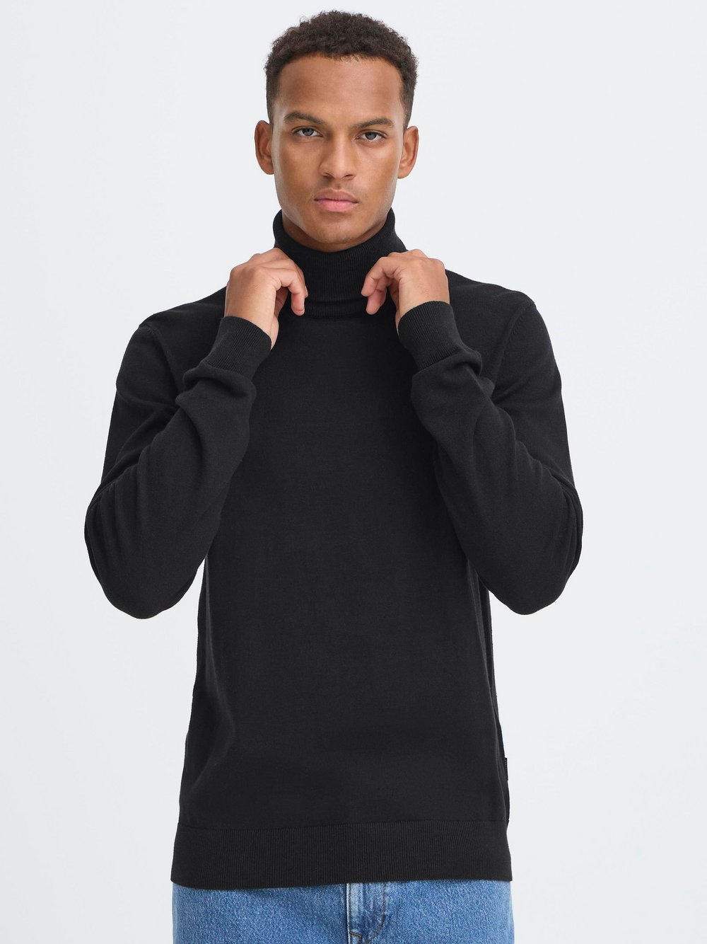 BLEND Rollkragenpullover Herren Baumwolle schwarz, L