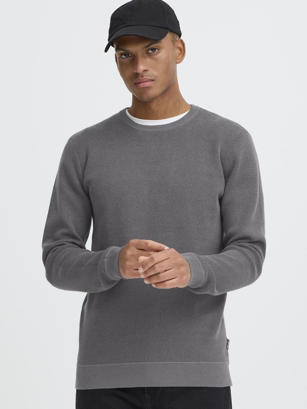 BLEND Strickpullover Herren Baumwolle grau, L