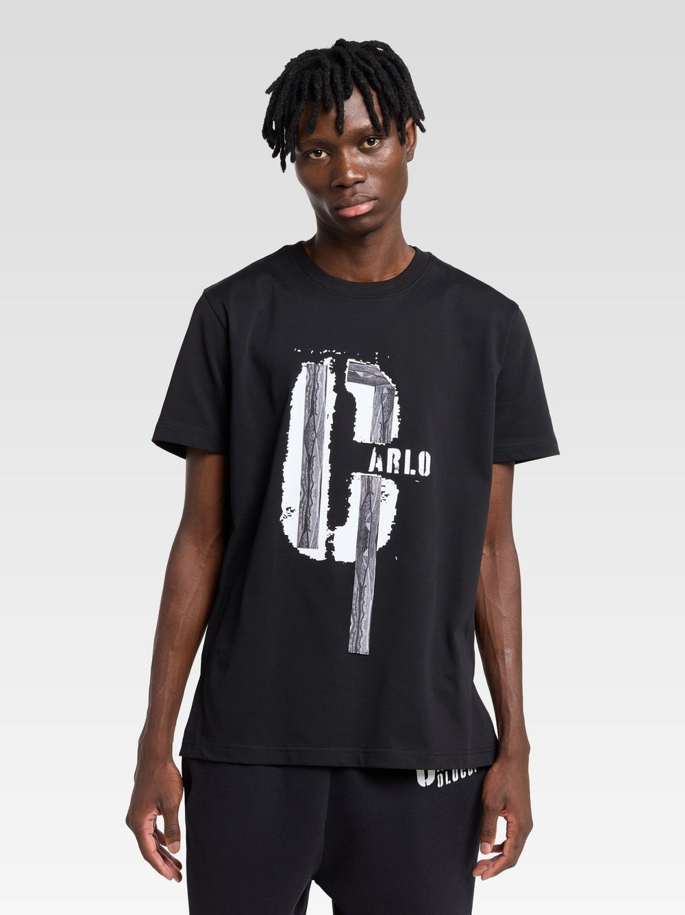 Thumbnail - Carlo Colucci T-Shirt  Herren Baumwolle schwarz bedruckt, XL