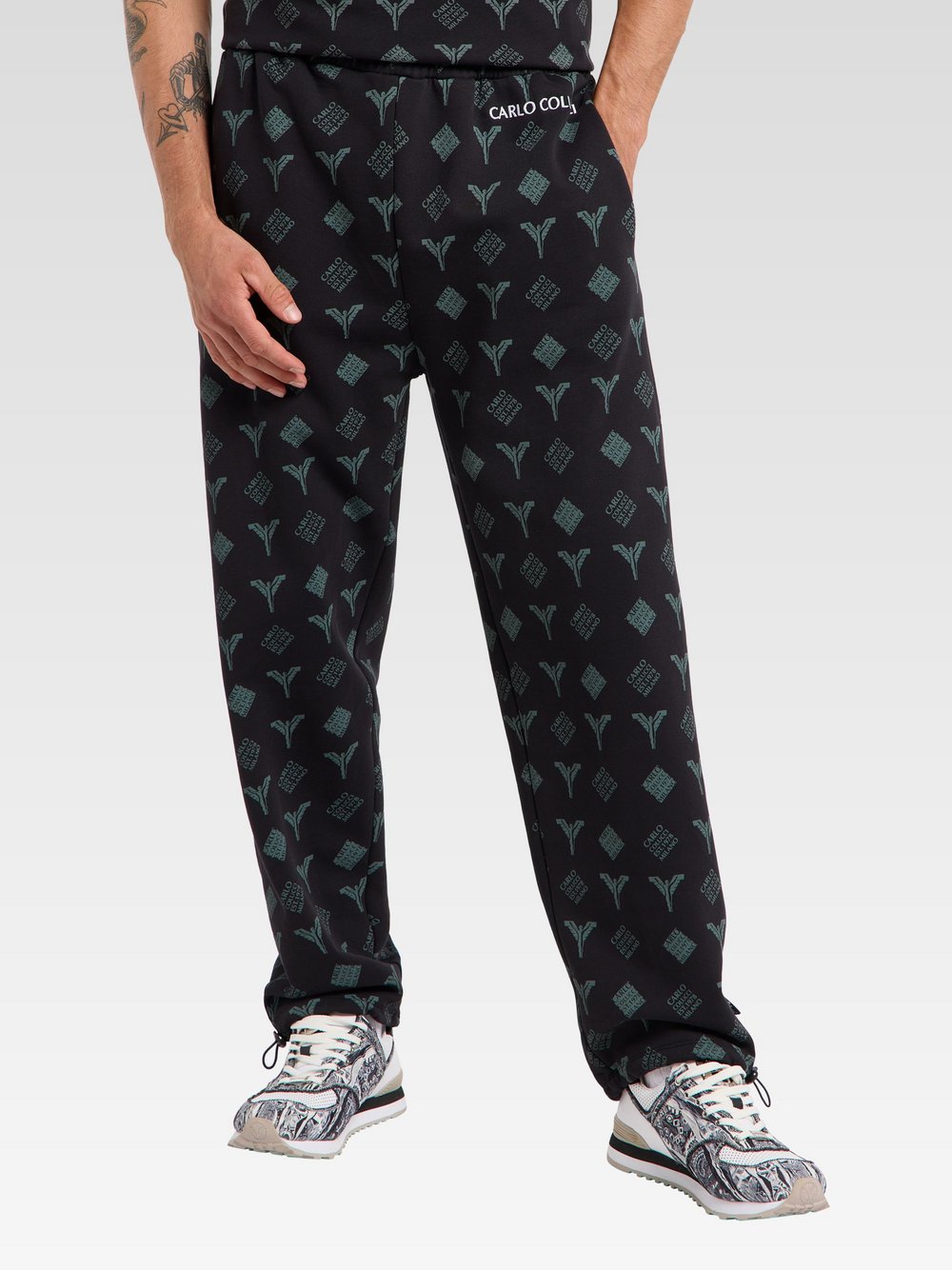 Carlo Colucci Sweathose  Herren Baumwolle schwarz bedruckt, 5XL