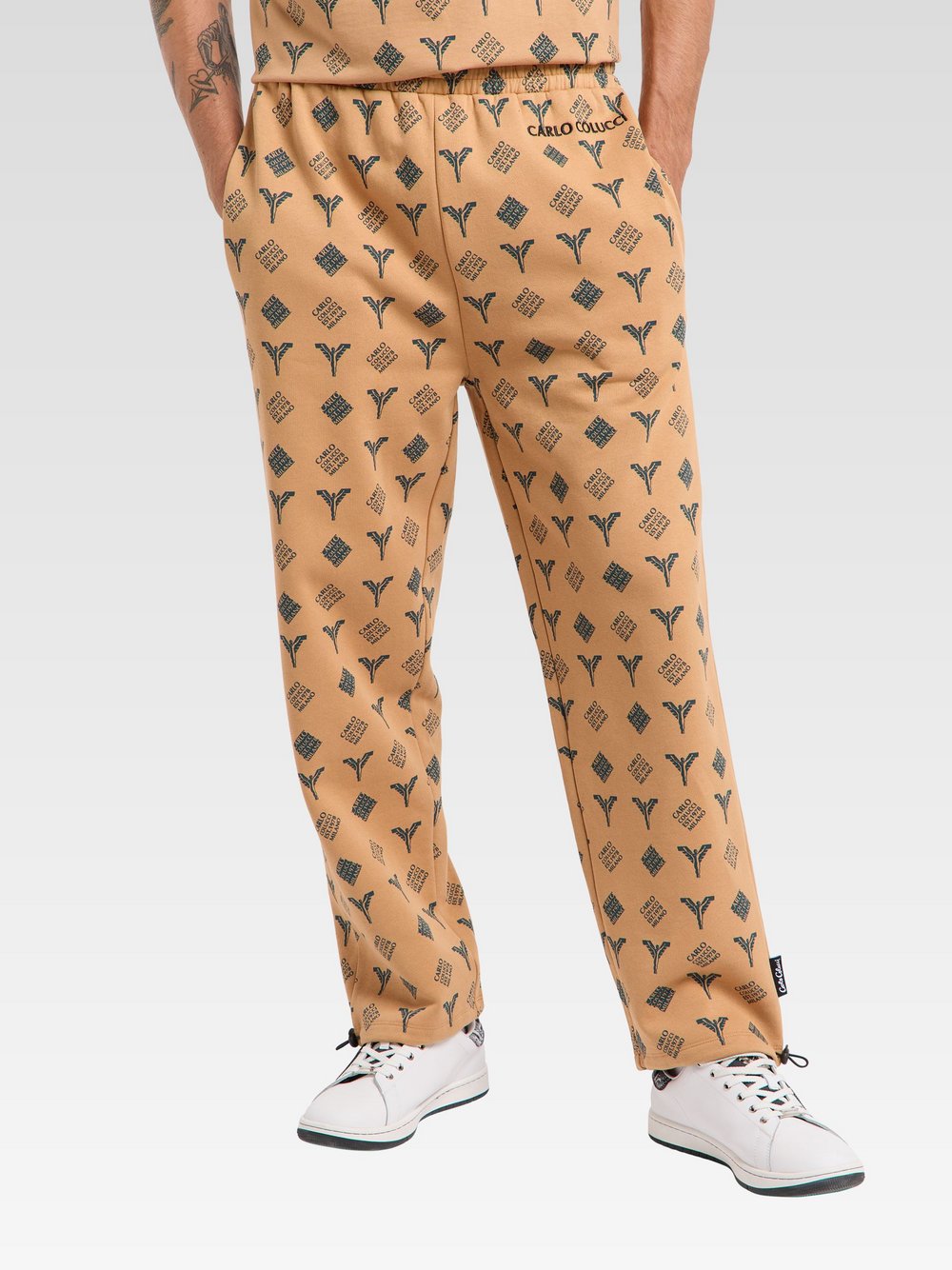 Carlo Colucci Sweathose  Herren Baumwolle braun bedruckt, XXXL