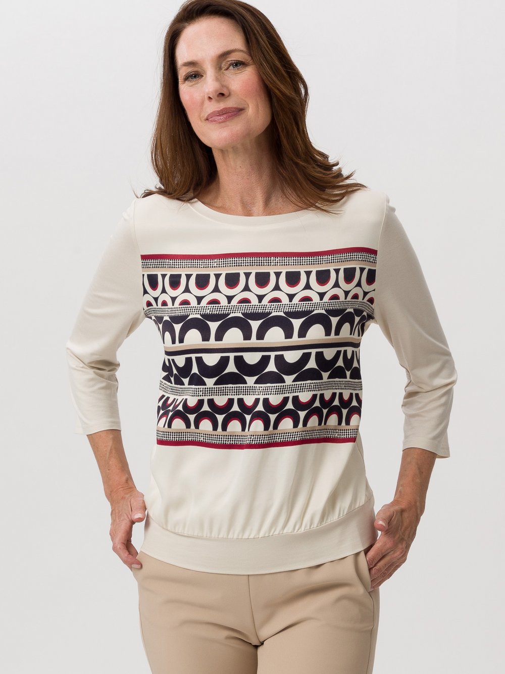 Frank Walder Shirt Damen Viskose mehrfarbig bedruckt, 42