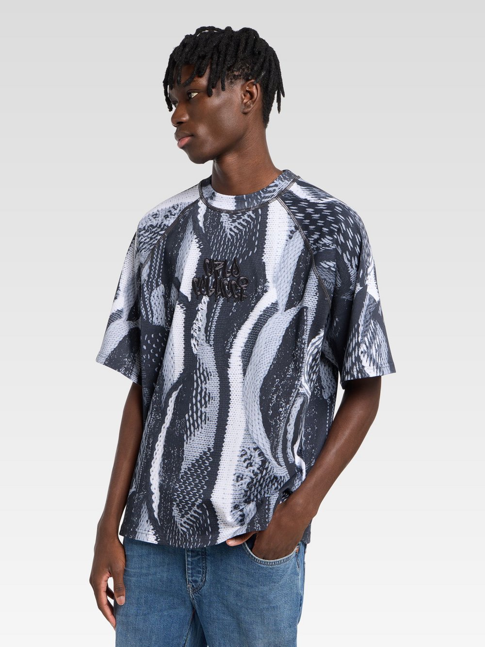 Thumbnail - Carlo Colucci T-Shirt Herren Baumwolle schwarz bedruckt, XXL