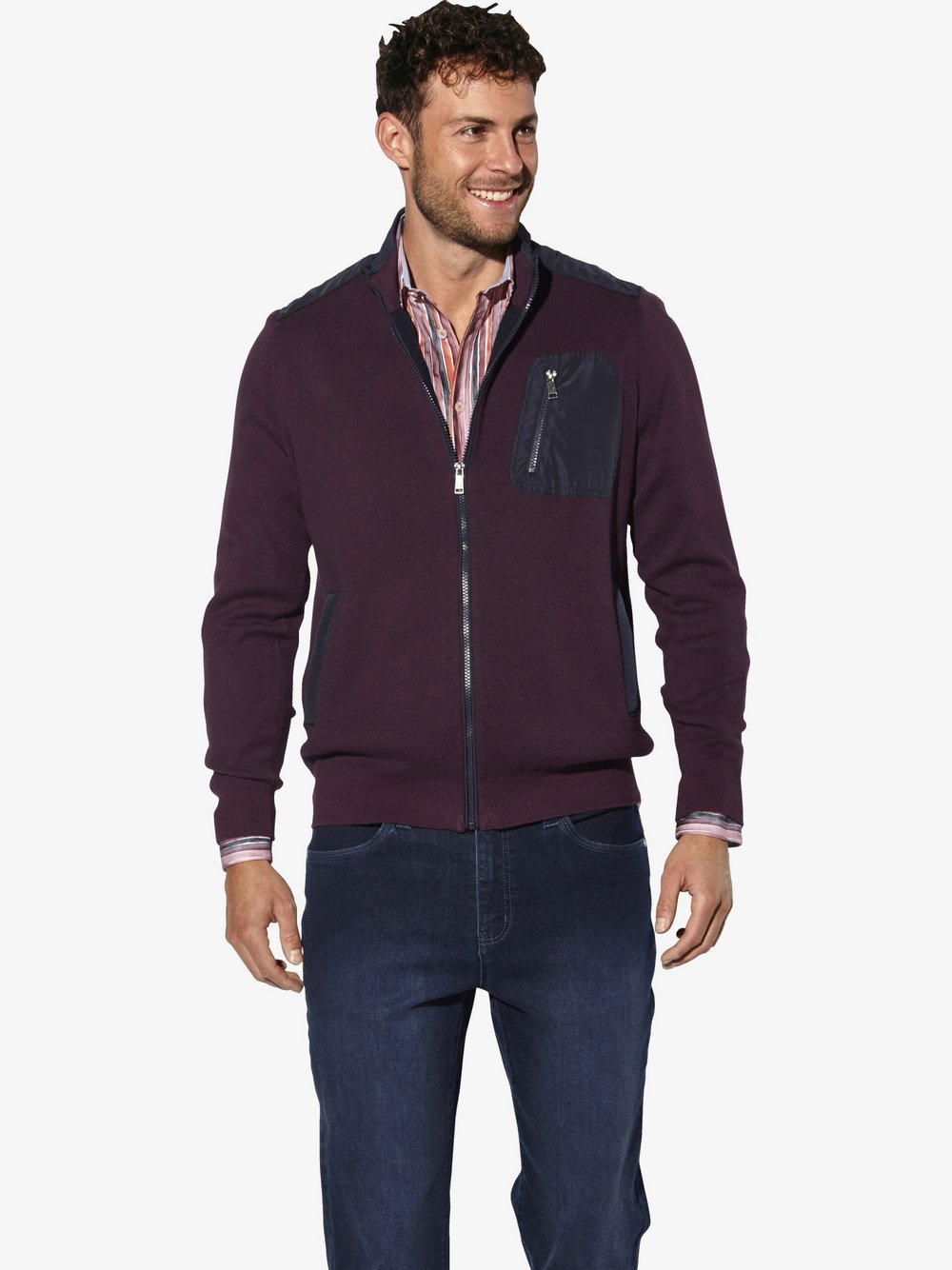 Thumbnail - BABISTA Strickjacke Herren Baumwolle lila gemustert, L