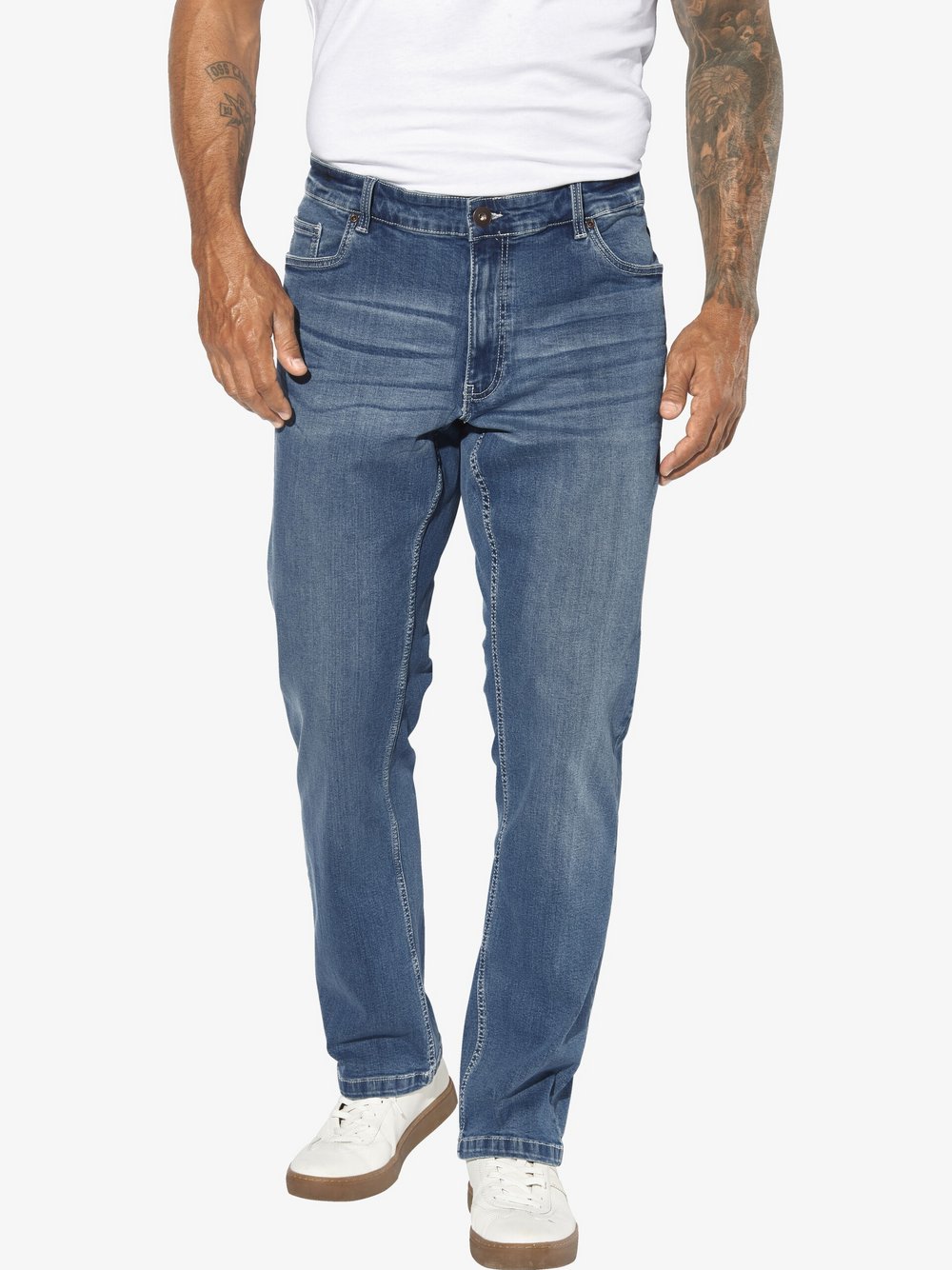 Thumbnail - Jan Vanderstorm Tiefbundjeans Herren Baumwolle blau, 52-34