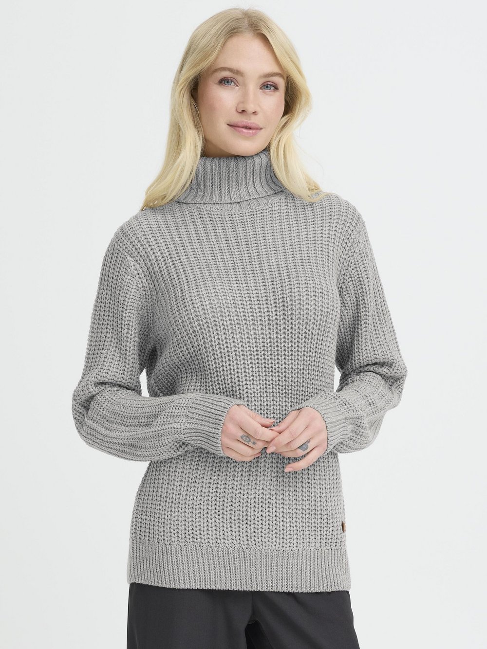 OXMO Rollkragenpullover Damen grau, XL