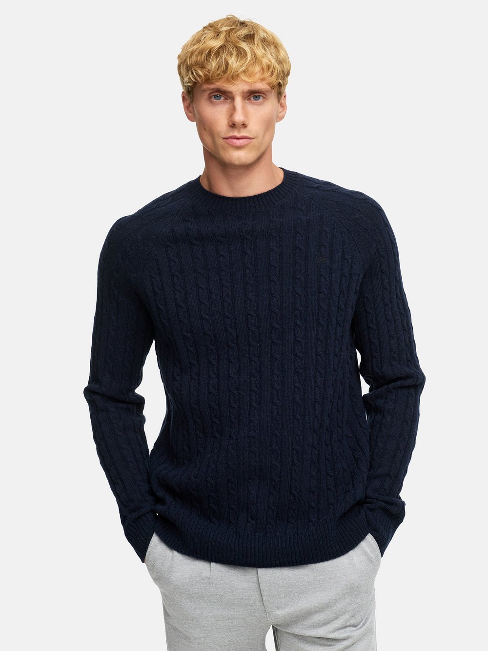 Kronstadt Strickpullover Herren Feinstrick blau, S