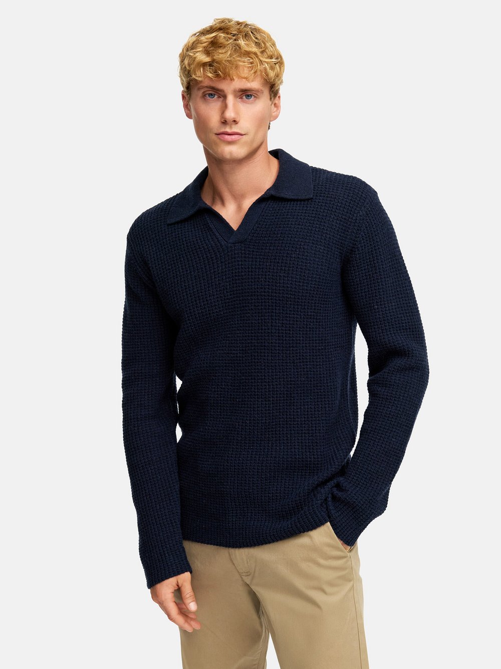 Kronstadt Strickpullover Herren Feinstrick blau, M