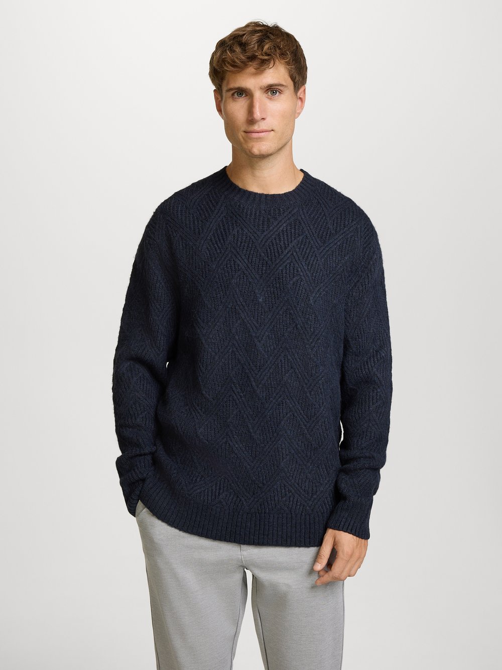 Thumbnail - Kronstadt Strickpullover Herren Feinstrick blau, XXL