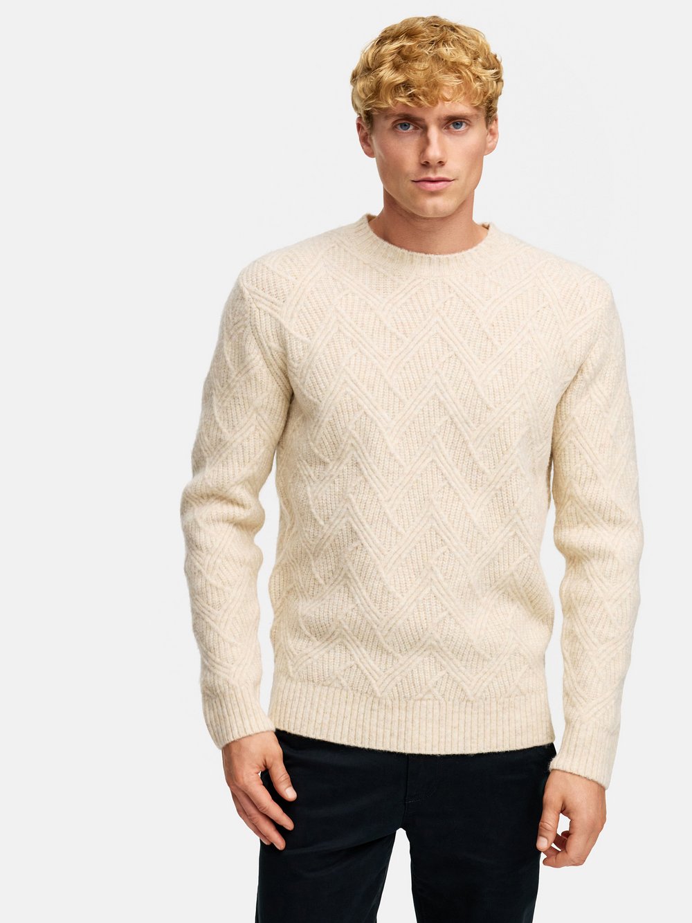 Thumbnail - Kronstadt Strickpullover Herren beige, S