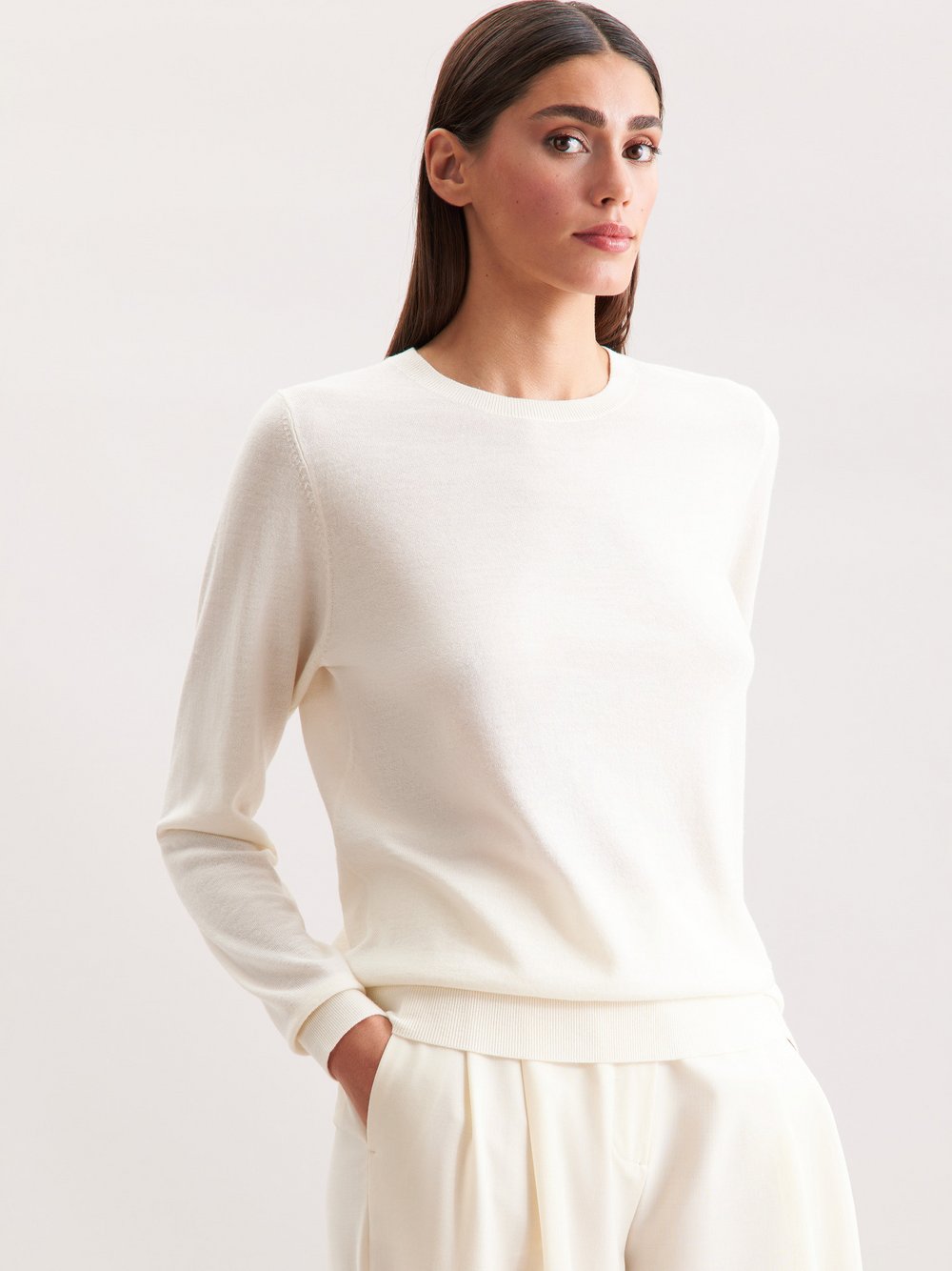 Seidensticker Sweater Damen Merino weiß, XL