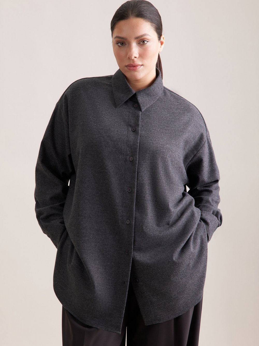 Seidensticker Oversizebluse Damen Wolle grau, 48