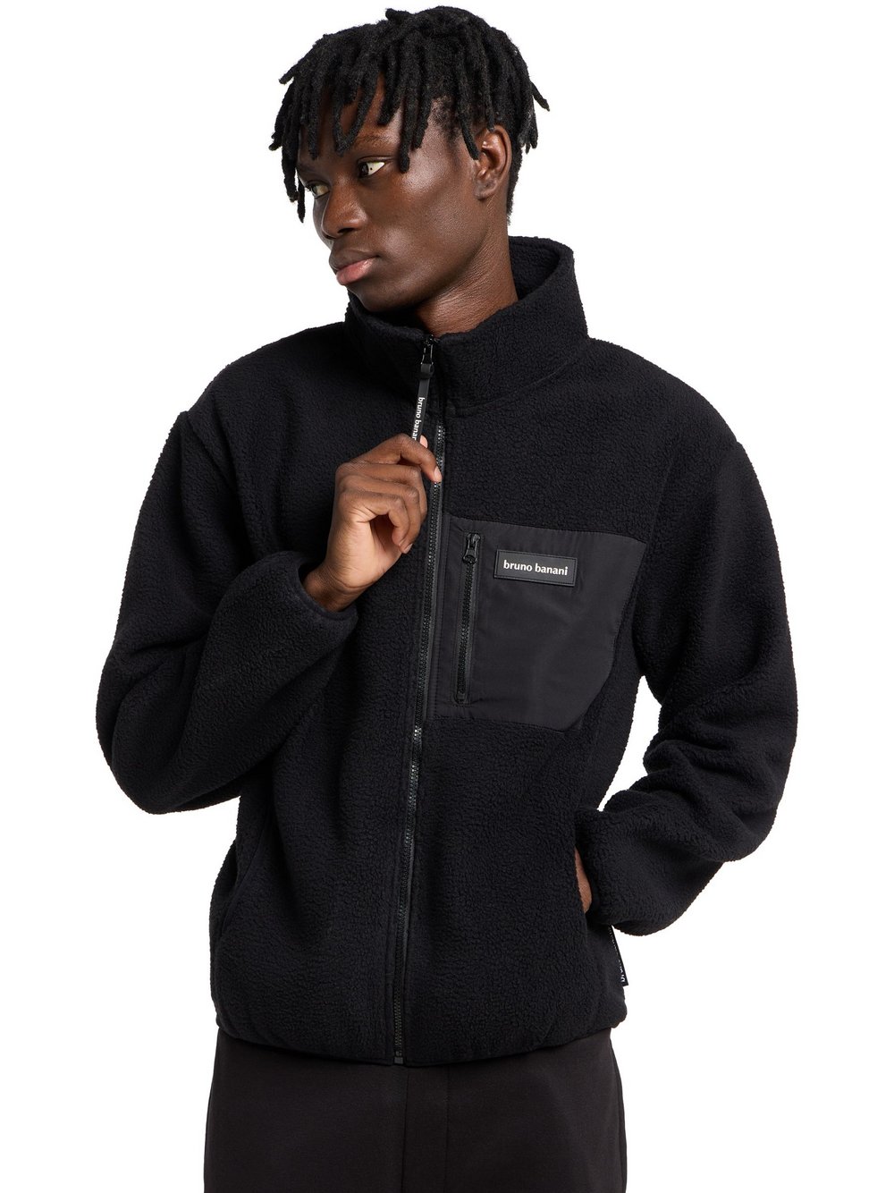 Thumbnail - Bruno Banani Strickfleecejacke  Herren schwarz gemustert, XL