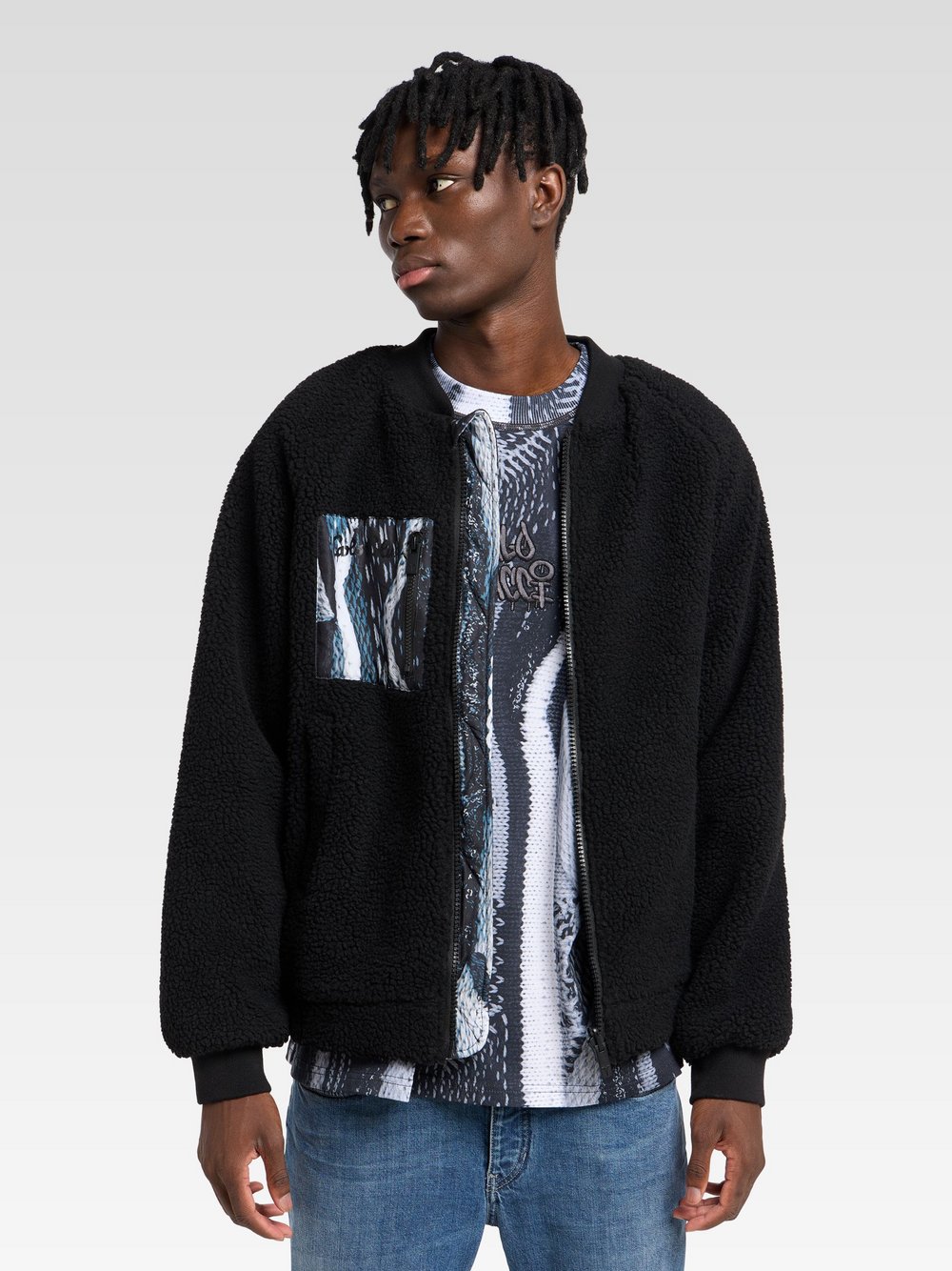 Carlo Colucci Bomberjacke  Herren schwarz gemustert, L