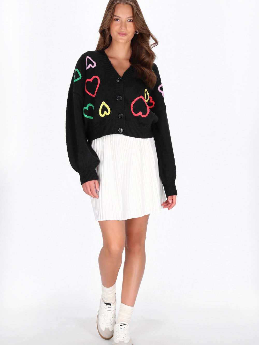 MyMo Strickjacke Damen schwarz gemustert, XS/S