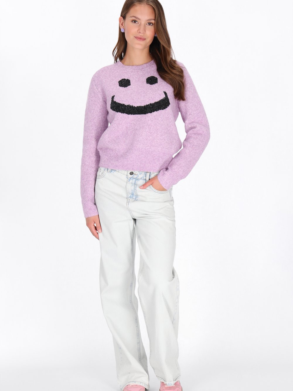 MyMo Pullover Damen lila gemustert, XS/S