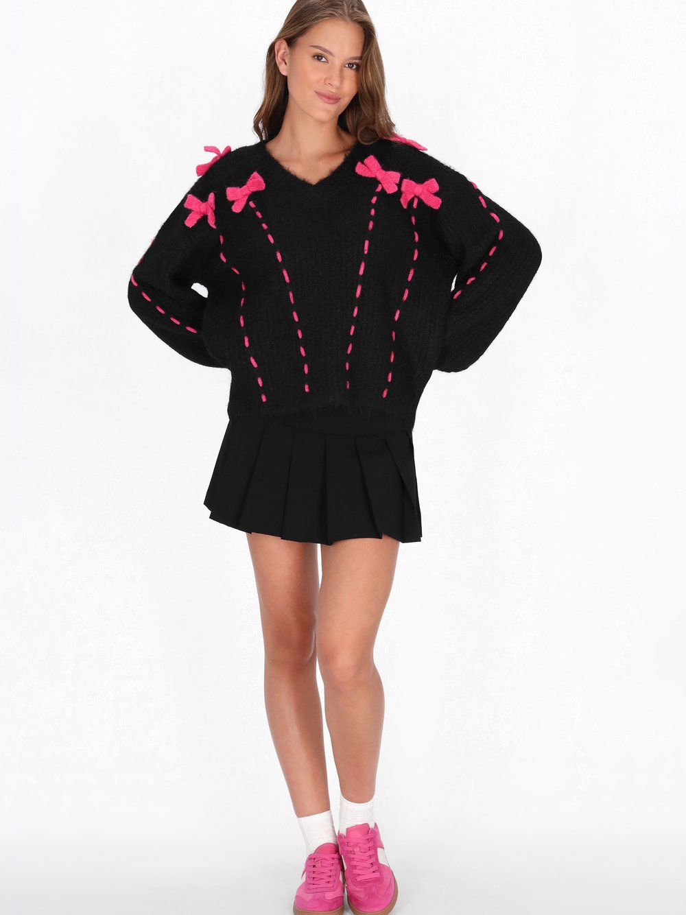 MyMo Pullover Damen schwarz meliert, XS/S