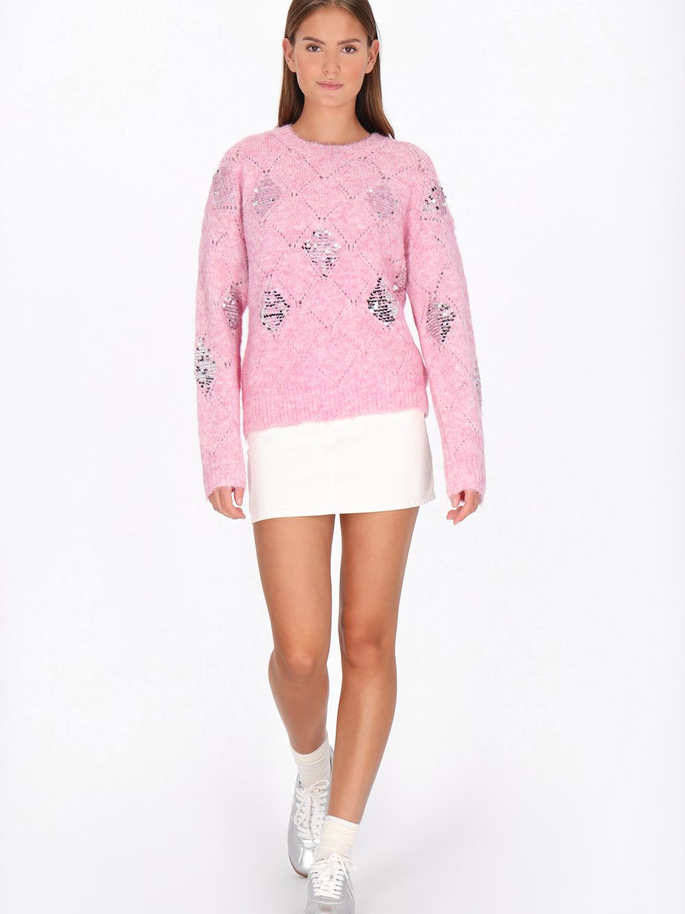 MyMo Pullover Damen pink gemustert, XL/XXL