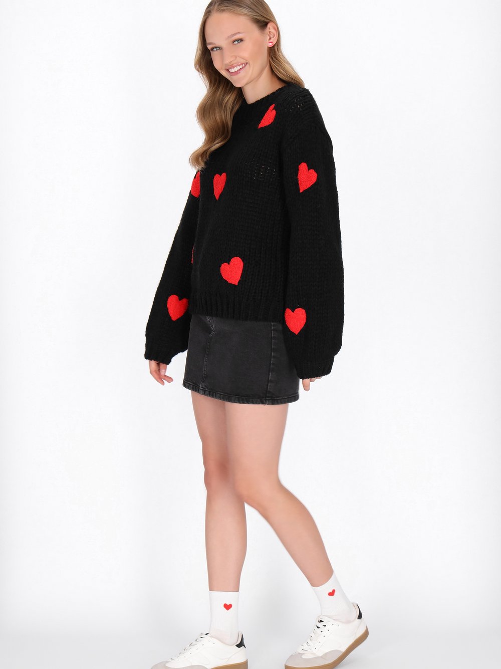 MyMo Pullover Damen schwarz gemustert, XL/XXL