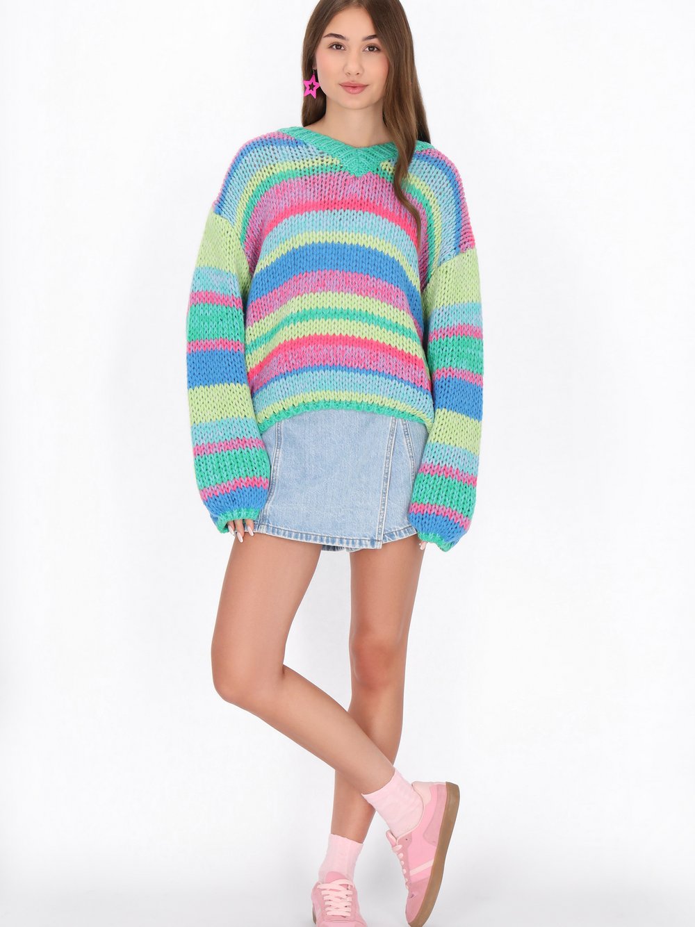 MyMo Pullover Damen mehrfarbig gestreift, M/L