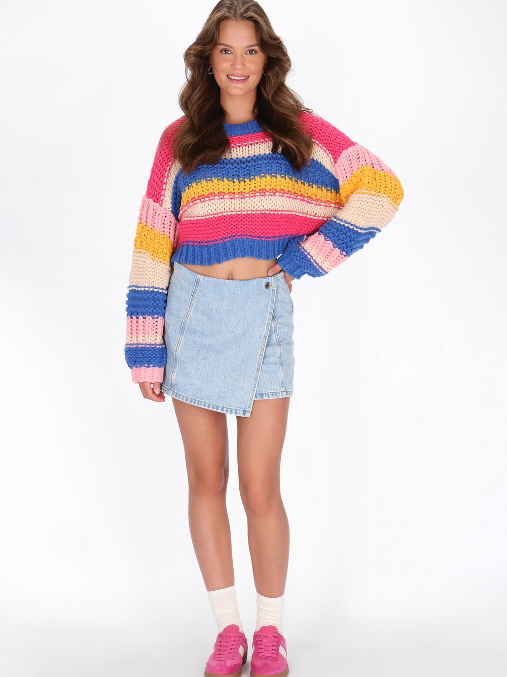 MyMo Pullover Damen rosa gestreift, XS/S