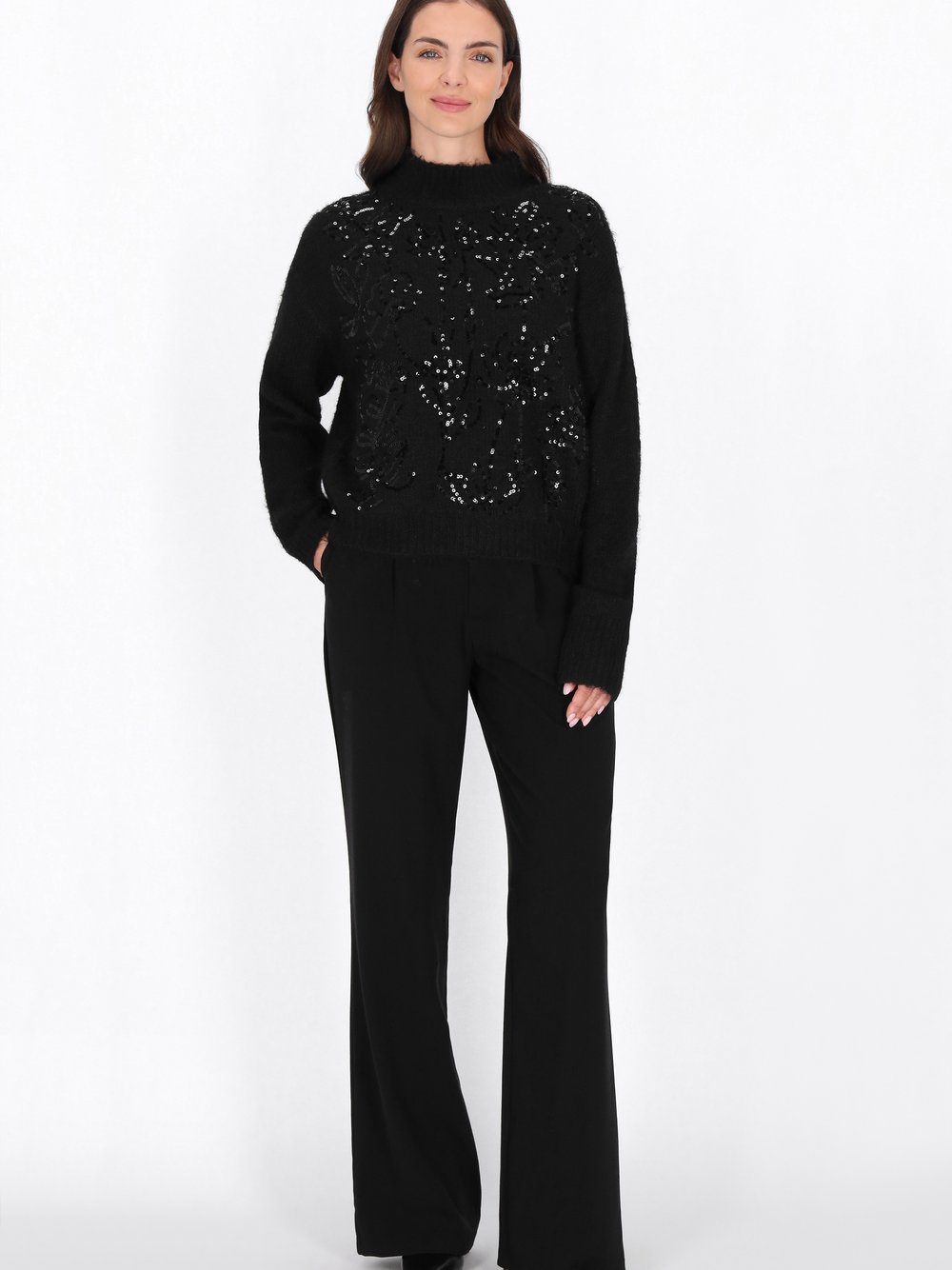 Usha Pullover Damen schwarz strukturiert, M/L