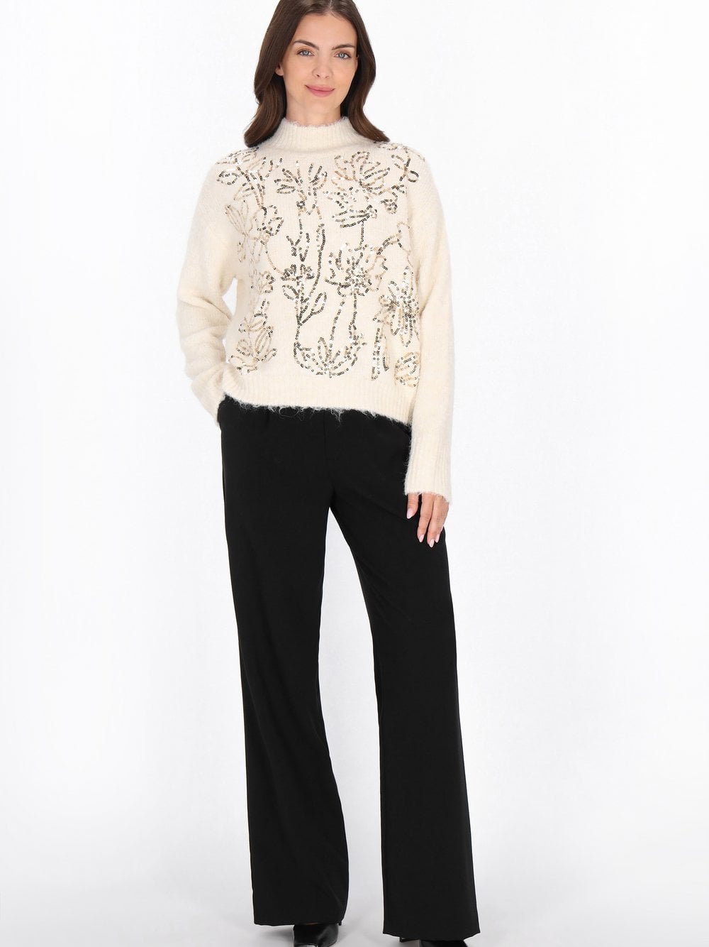 Usha Pullover Damen beige strukturiert, M/L