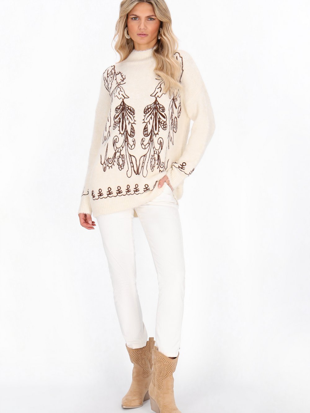 Usha Pullover Damen weiß, M/L