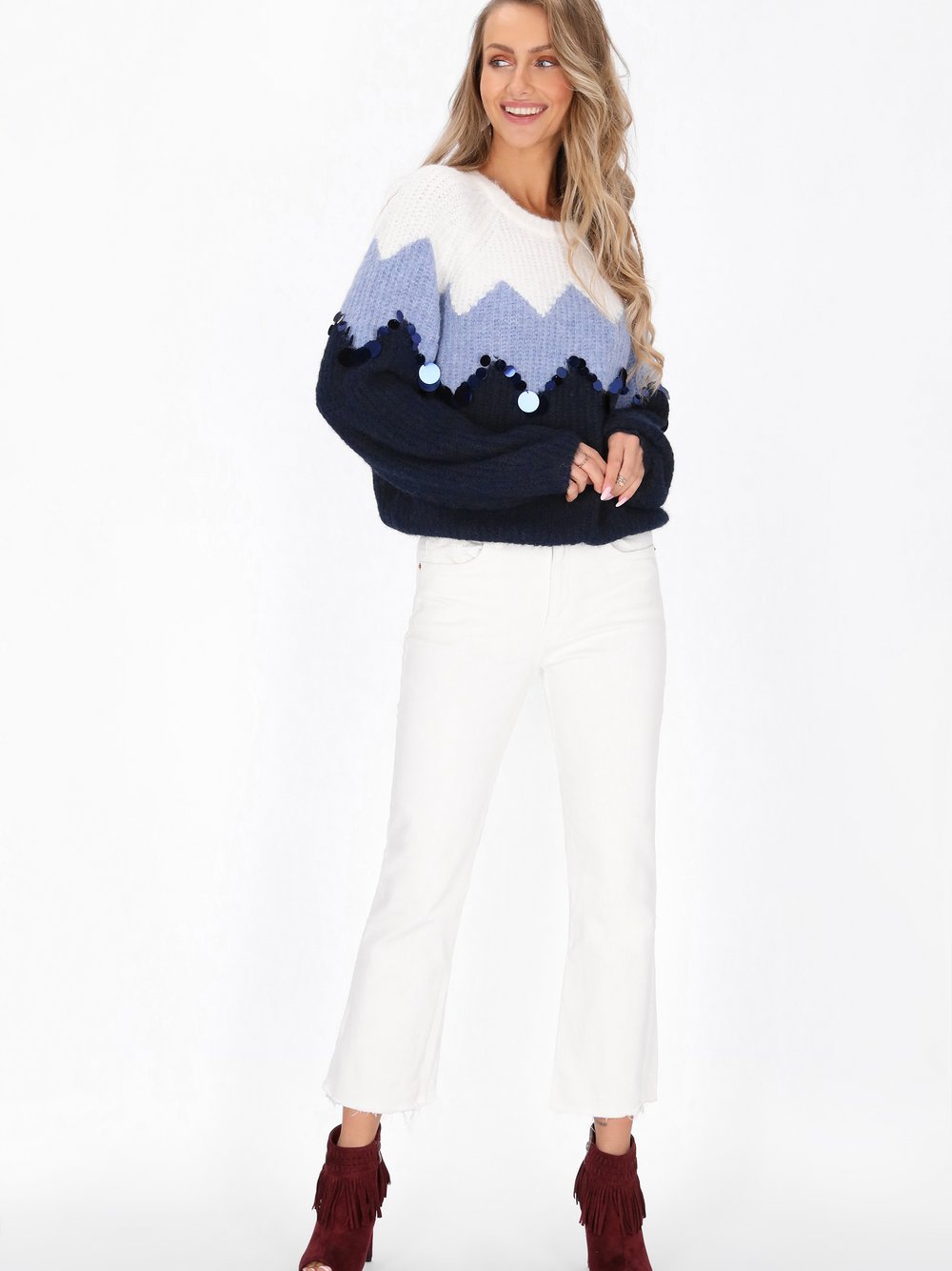 IZIA Pullover Damen mehrfarbig gemustert, XS/S