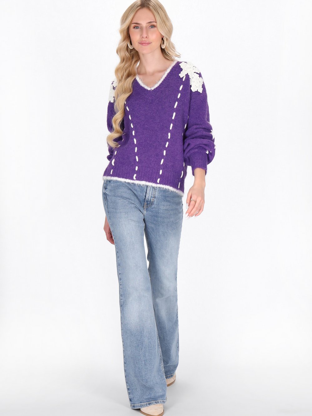 IZIA Pullover Damen lila meliert, XS/S