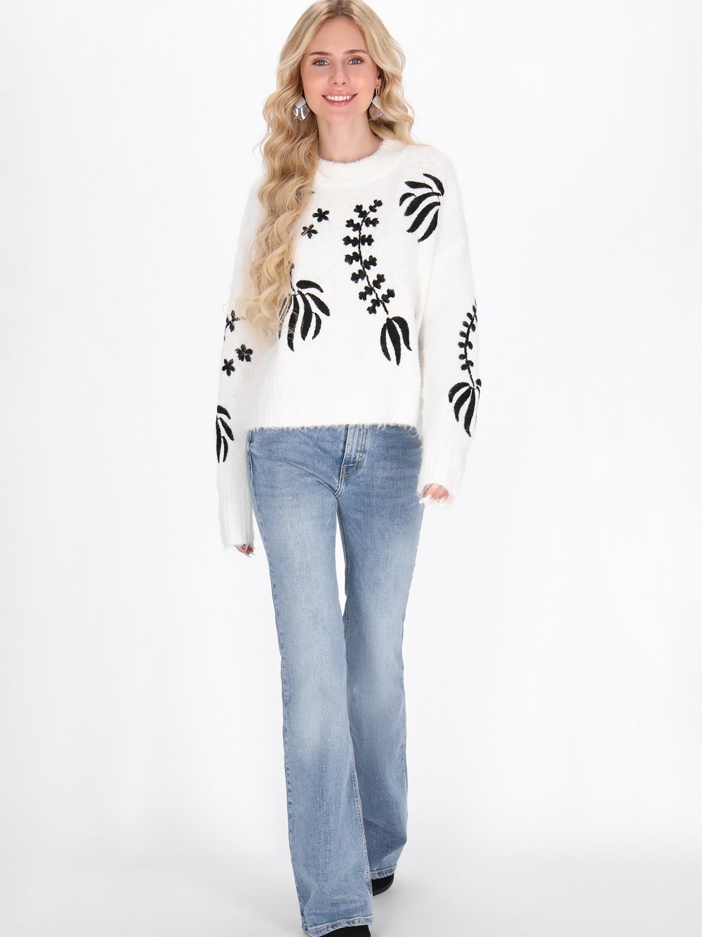 IZIA Pullover Damen weiß meliert, XL/XXL