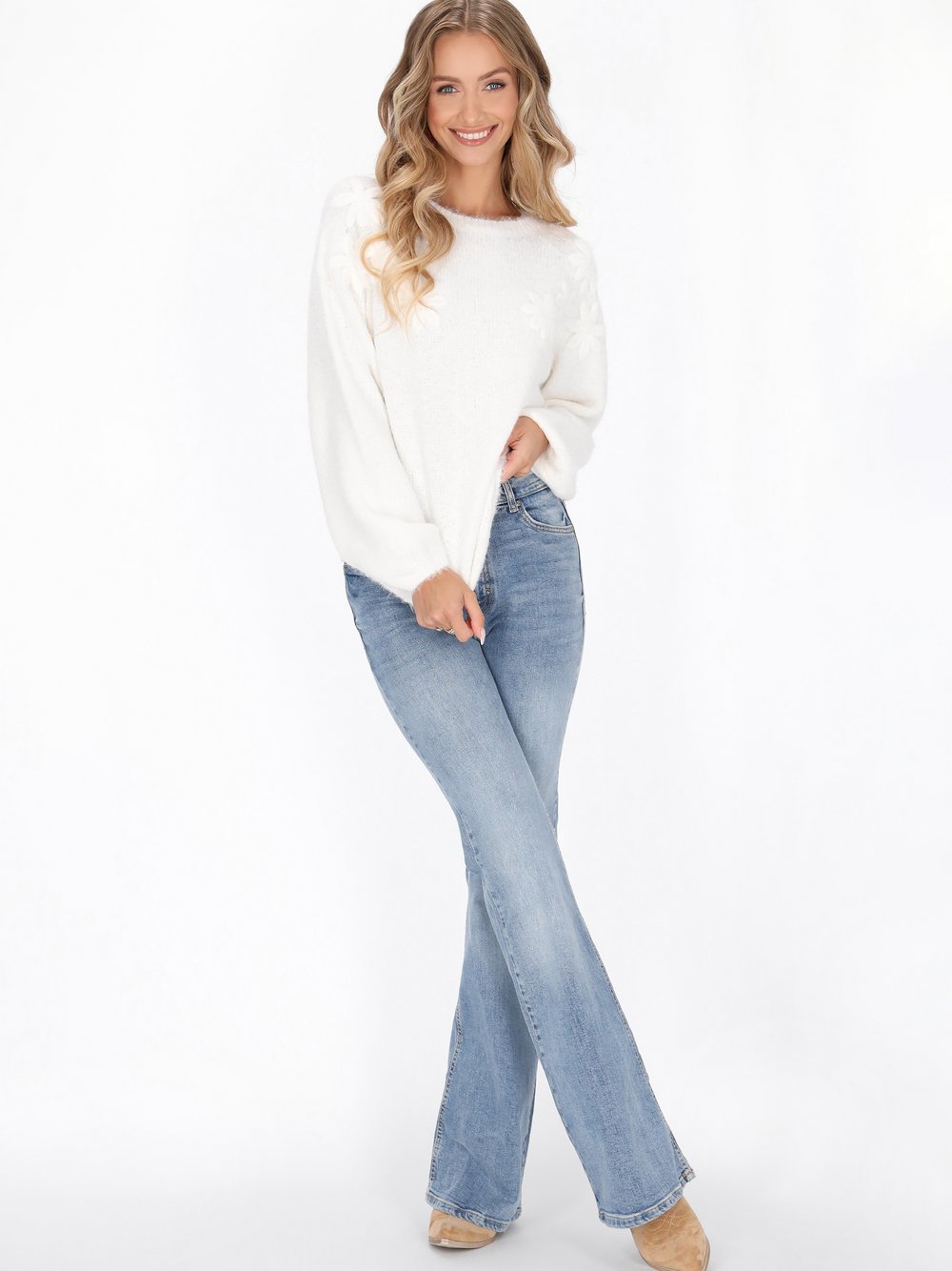 IZIA Pullover Damen weiß meliert, XL/XXL