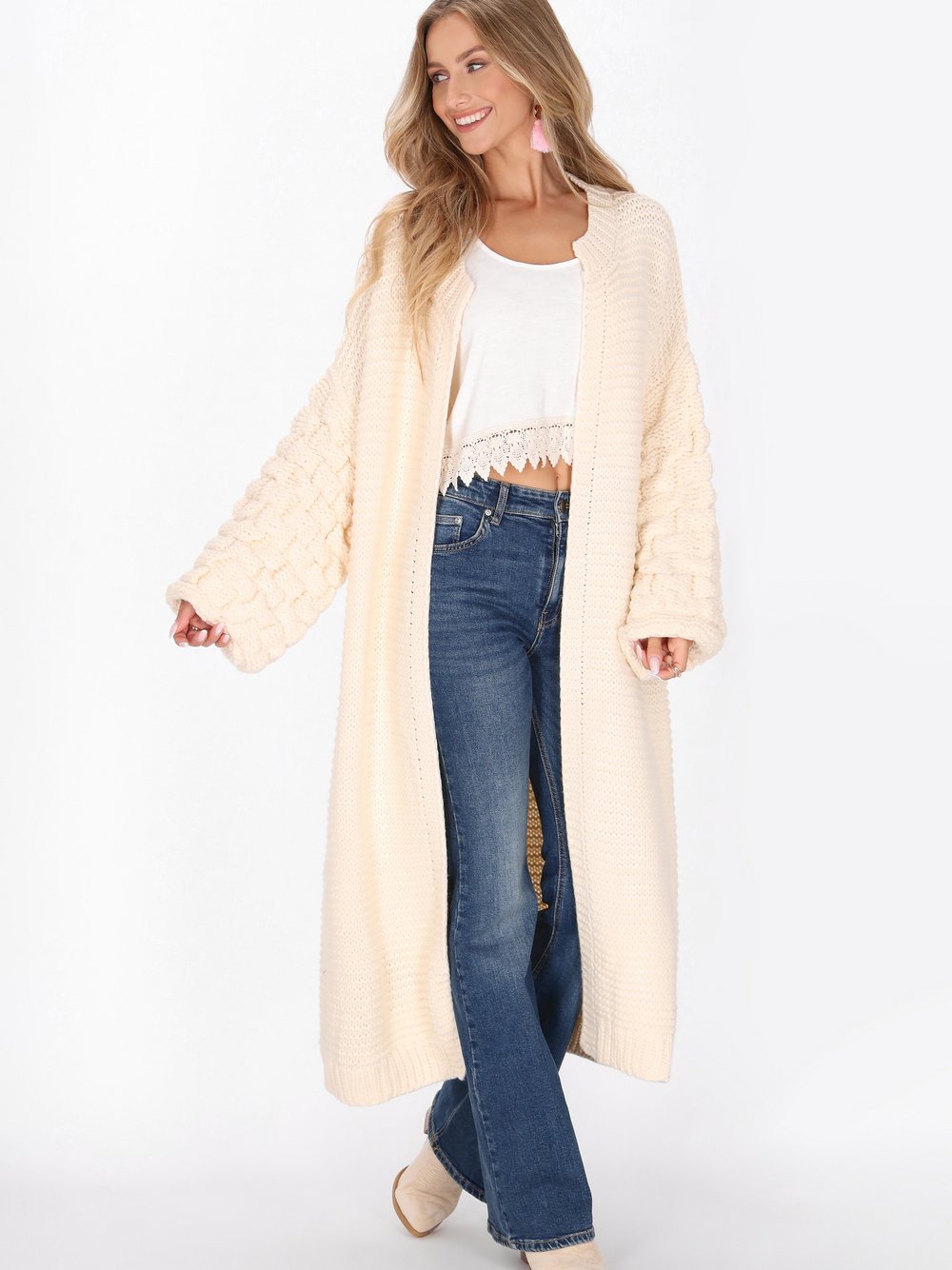 IZIA Strickjacke Damen weiß, XS/S