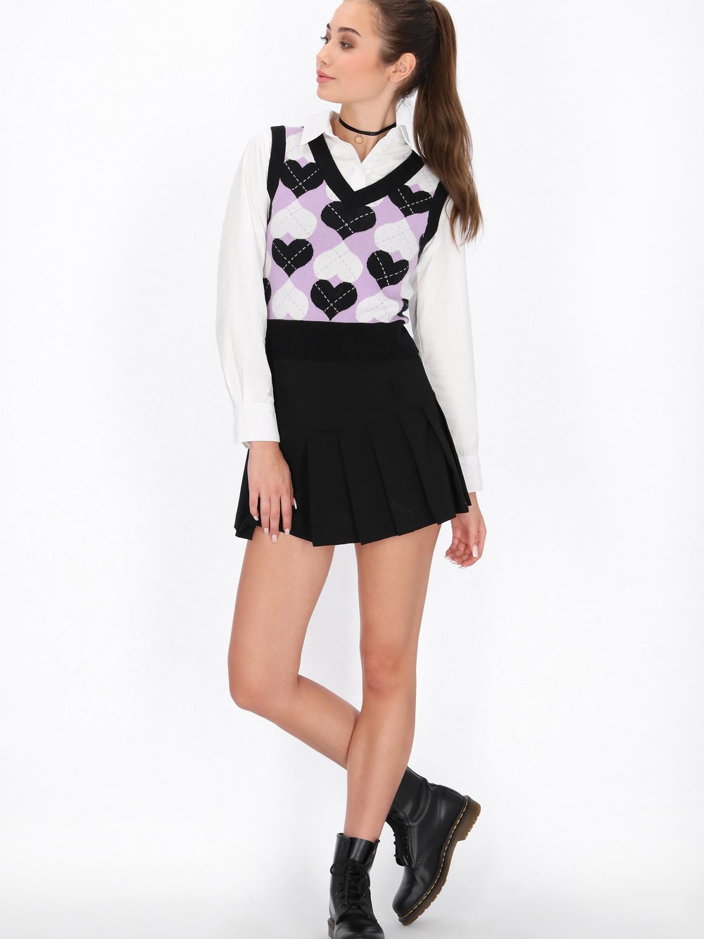 MyMo Pullunder Damen Viskose lila gemustert, XL/XXL