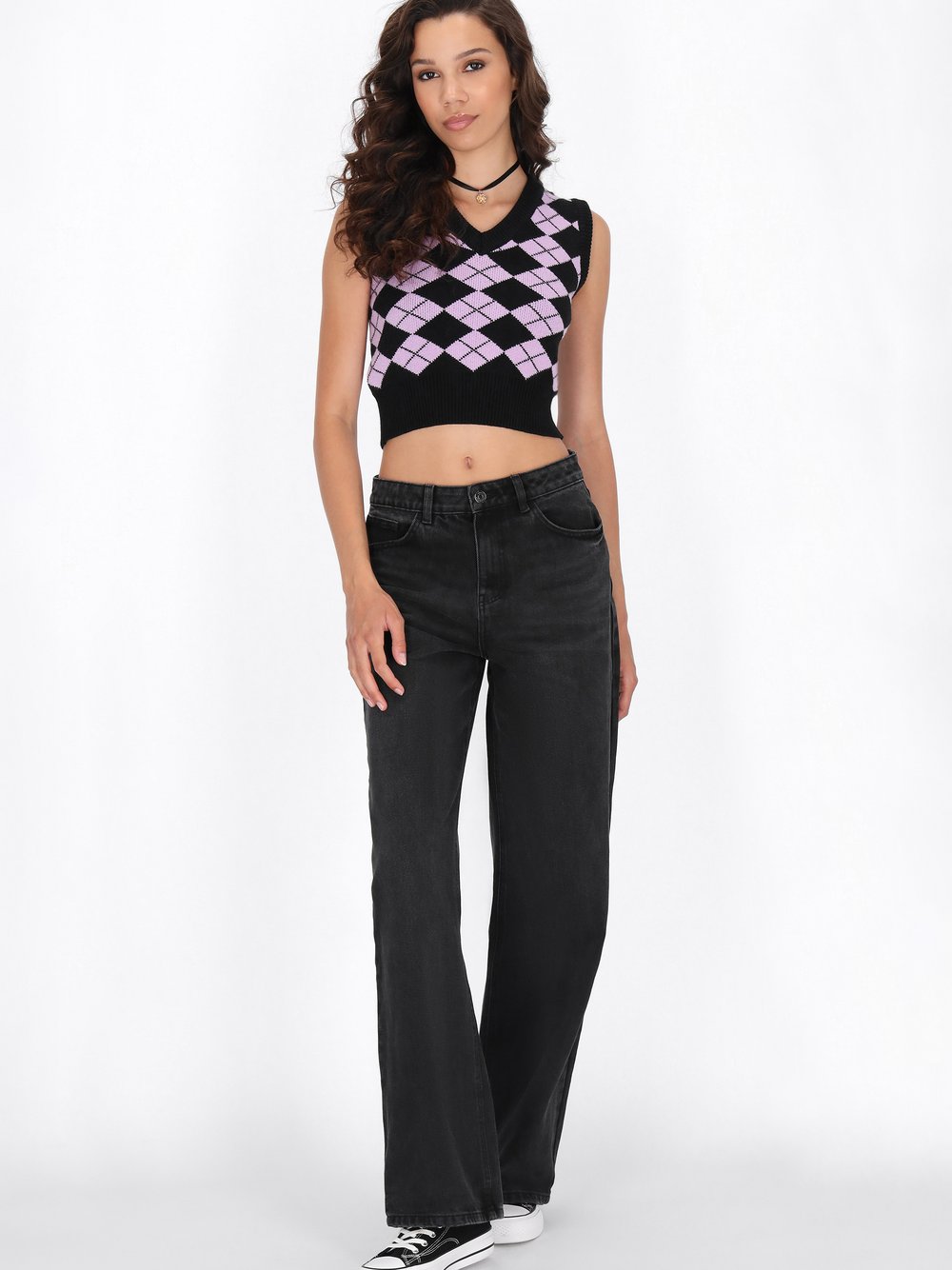 MyMo Weste Damen Viskose lila gemustert, XL/XXL