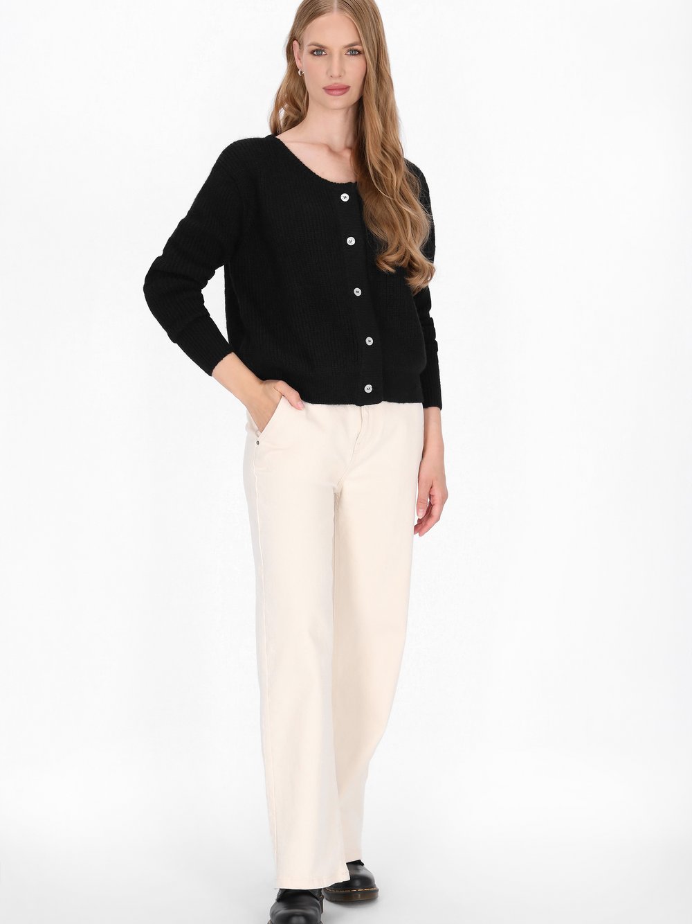 Dreimaster Strickjacke Damen schwarz, XL/XXL