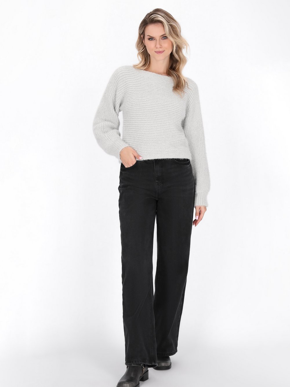 Dreimaster Pullover Damen Polyamid grau, XS/S