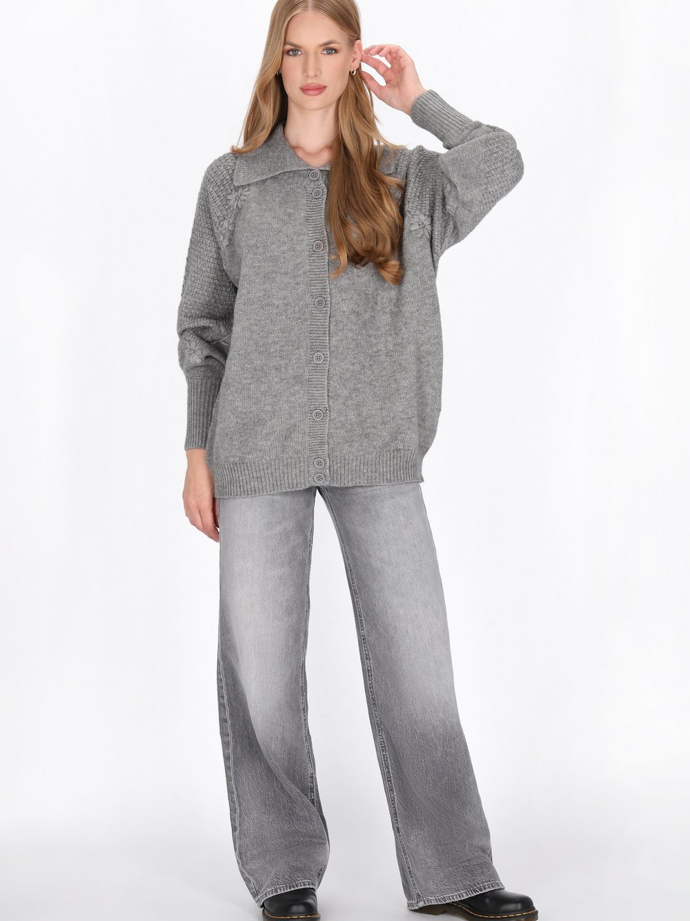 Dreimaster Strickjacke Damen grau, XL/XXL