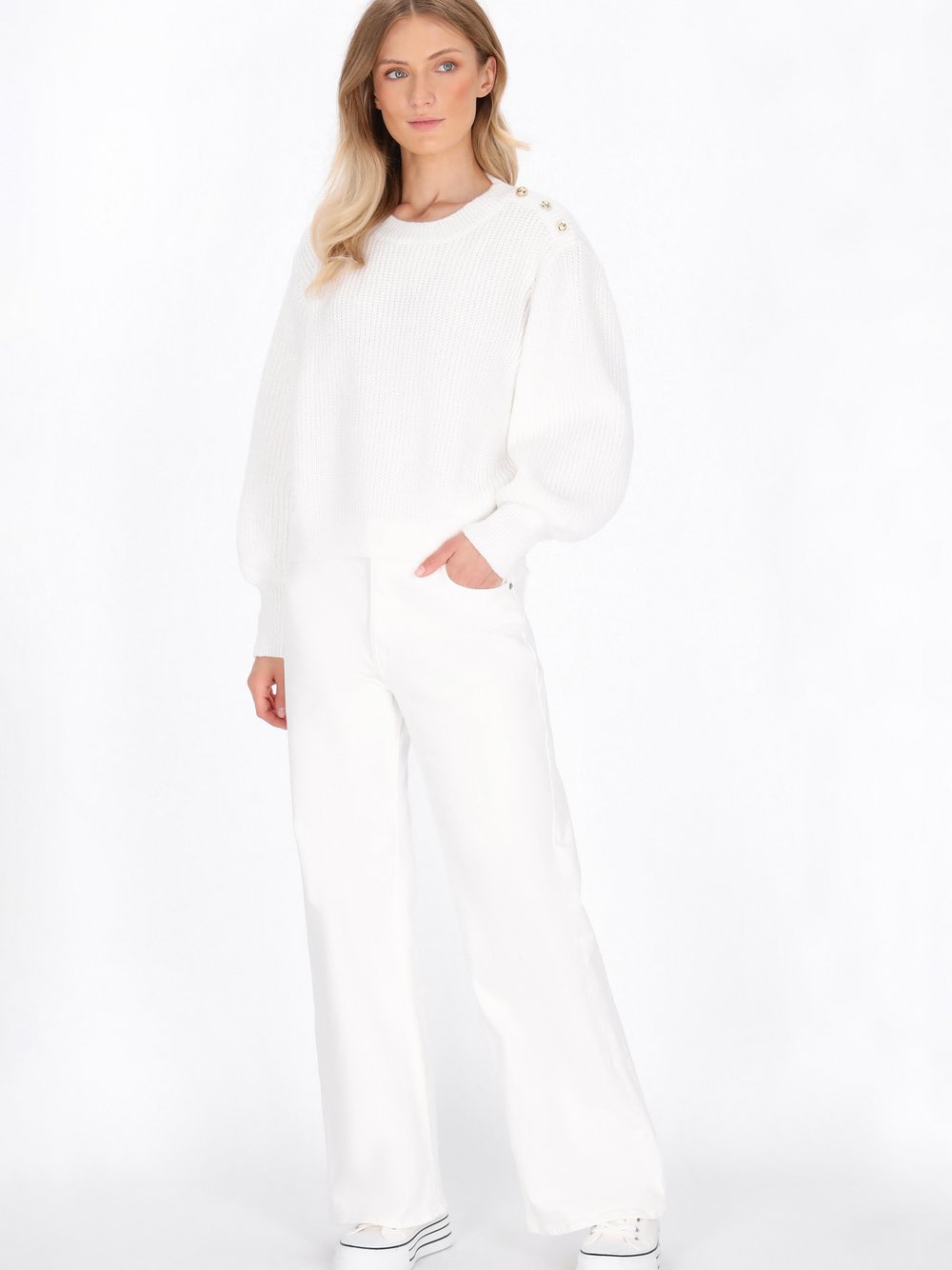 Dreimaster Pullover Damen weiß, M/L