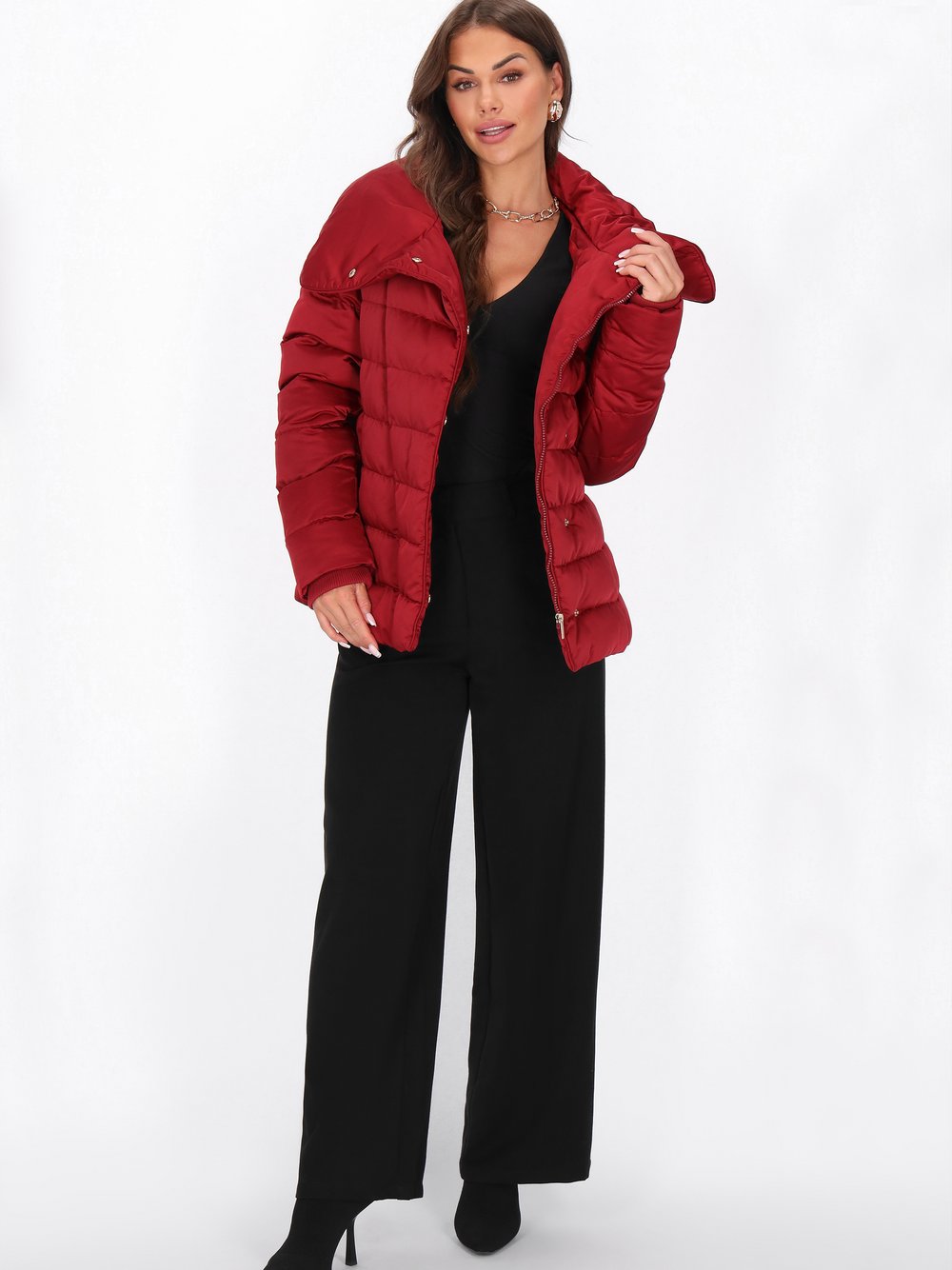 Faina Mantel Damen rot, S