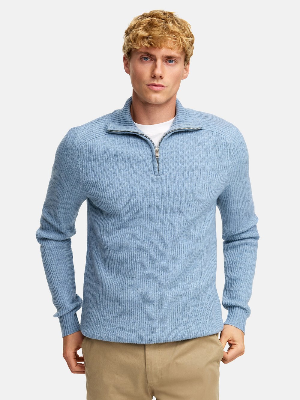 Kronstadt Strickpullover Herren Feinstrick blau, L